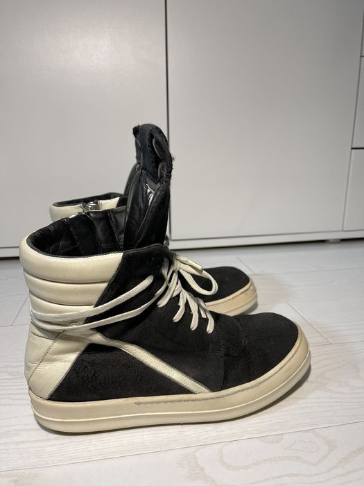 Rick Owens Rick Owens Geobasket Black & White Suede | Grailed