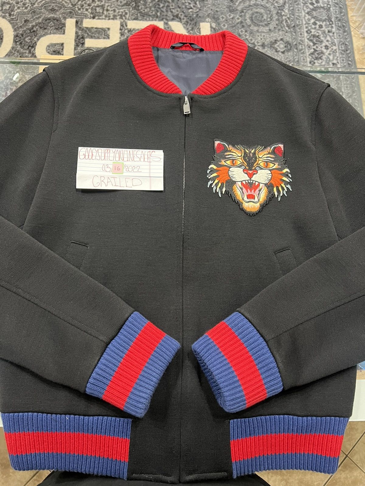 middag Underholde Chip Gucci Gucci Angry Cat Varsity Bomber Jacket | Grailed