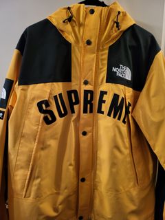 DS New Supreme North Face Arc Logo Mountain Parka Jacket Yellow Authentic  SS19 M