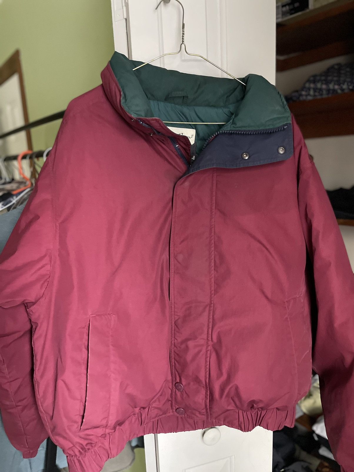 90s-00'S Eddie Bauer padded puffer jacket, men's size XL Nylon dark green Vintage Second Hand