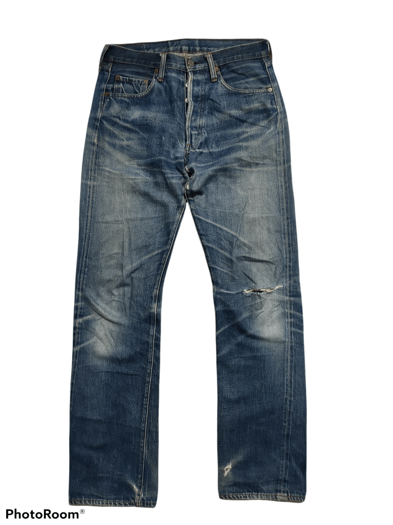 image of Distressed Denim x Full Count Co Full Count Denim X Distressed Style in Blue Distressed (Size 30)