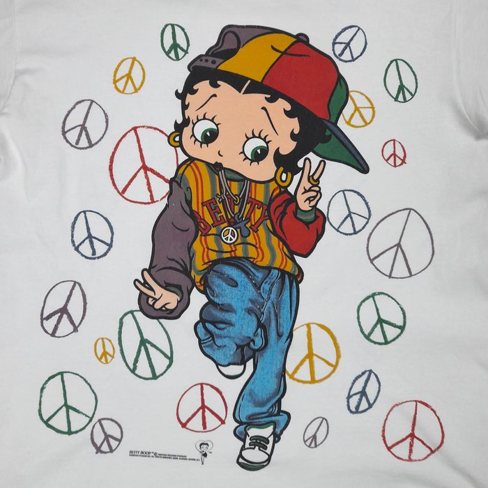 Vintage Vintage 90s BETTY BOOP Hip Hop Peace Mirror Print T-Shirt | Grailed