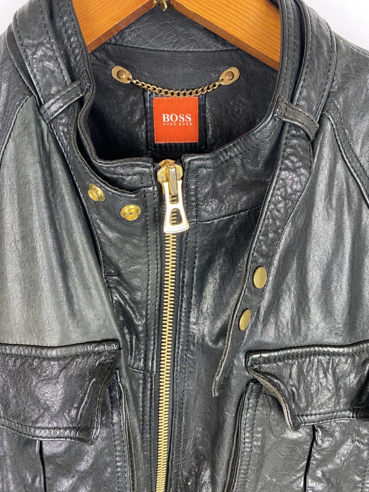 Hugo Boss Vintage Hugo Boss 100% Oiled Calf Leather Jacket Size US M / EU 48-50 / 2 - 3 Thumbnail