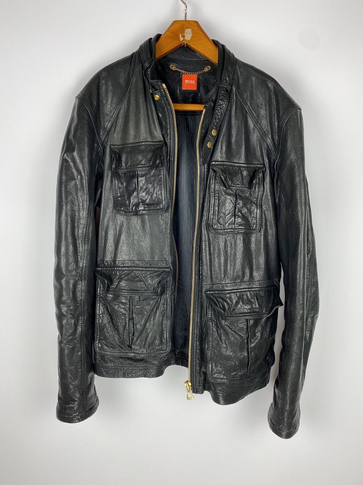Hugo Boss Vintage Hugo Boss 100% Oiled Calf Leather Jacket Size US M / EU 48-50 / 2 - 1 Thumbnail