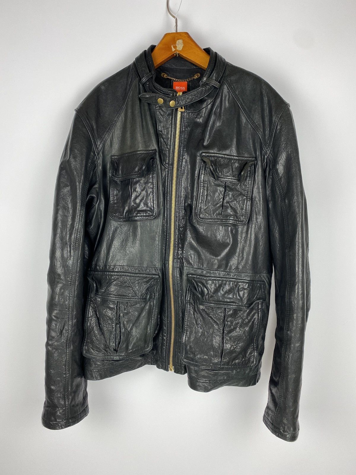 Hugo Boss Vintage Hugo Boss 100% Oiled Calf Leather Jacket Size US M / EU 48-50 / 2 - 2 Thumbnail