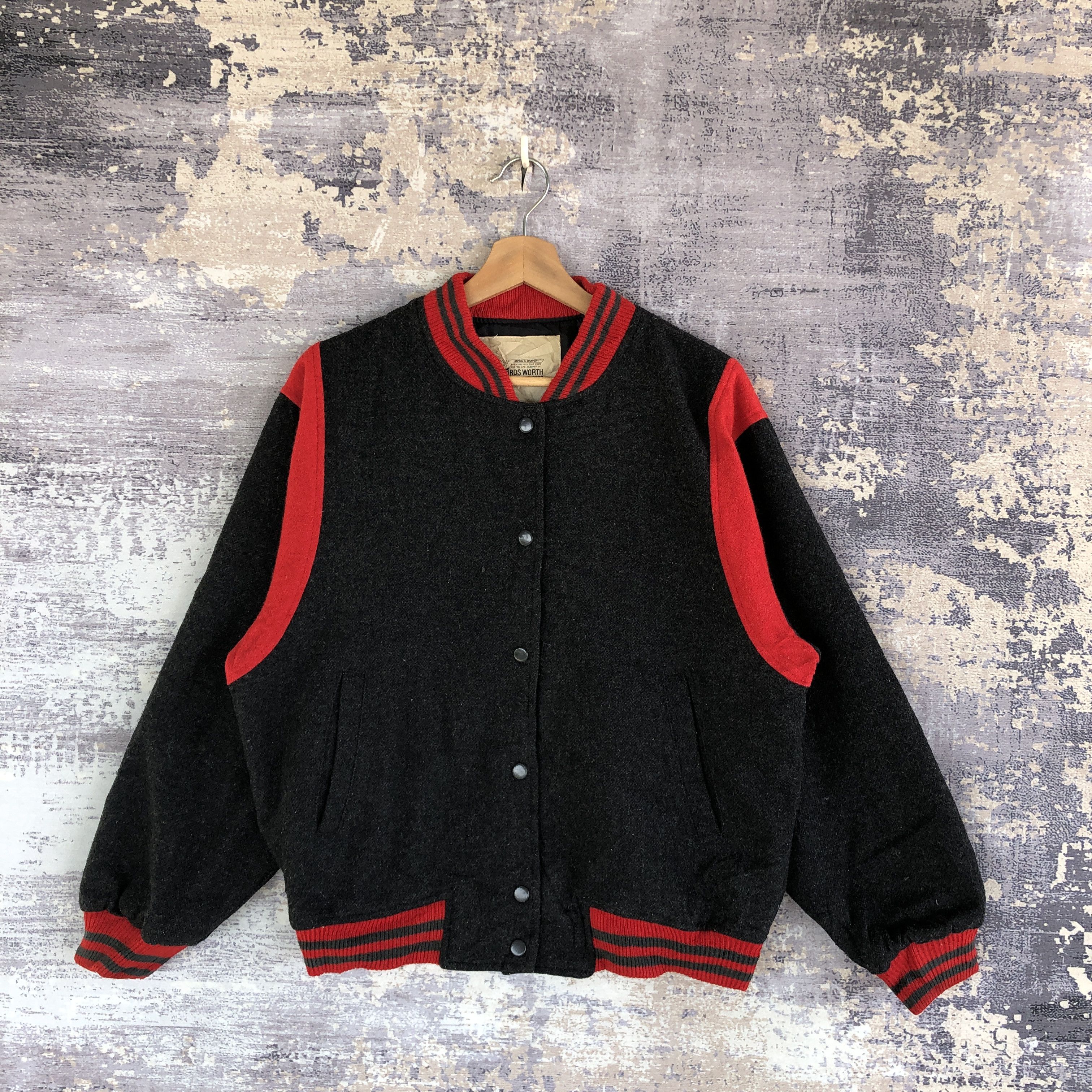 Vintage Vintage Words Worth Varsity Jacket Japanese Wool Jacket Size US L / EU 52-54 / 3 - 1 Thumbnail