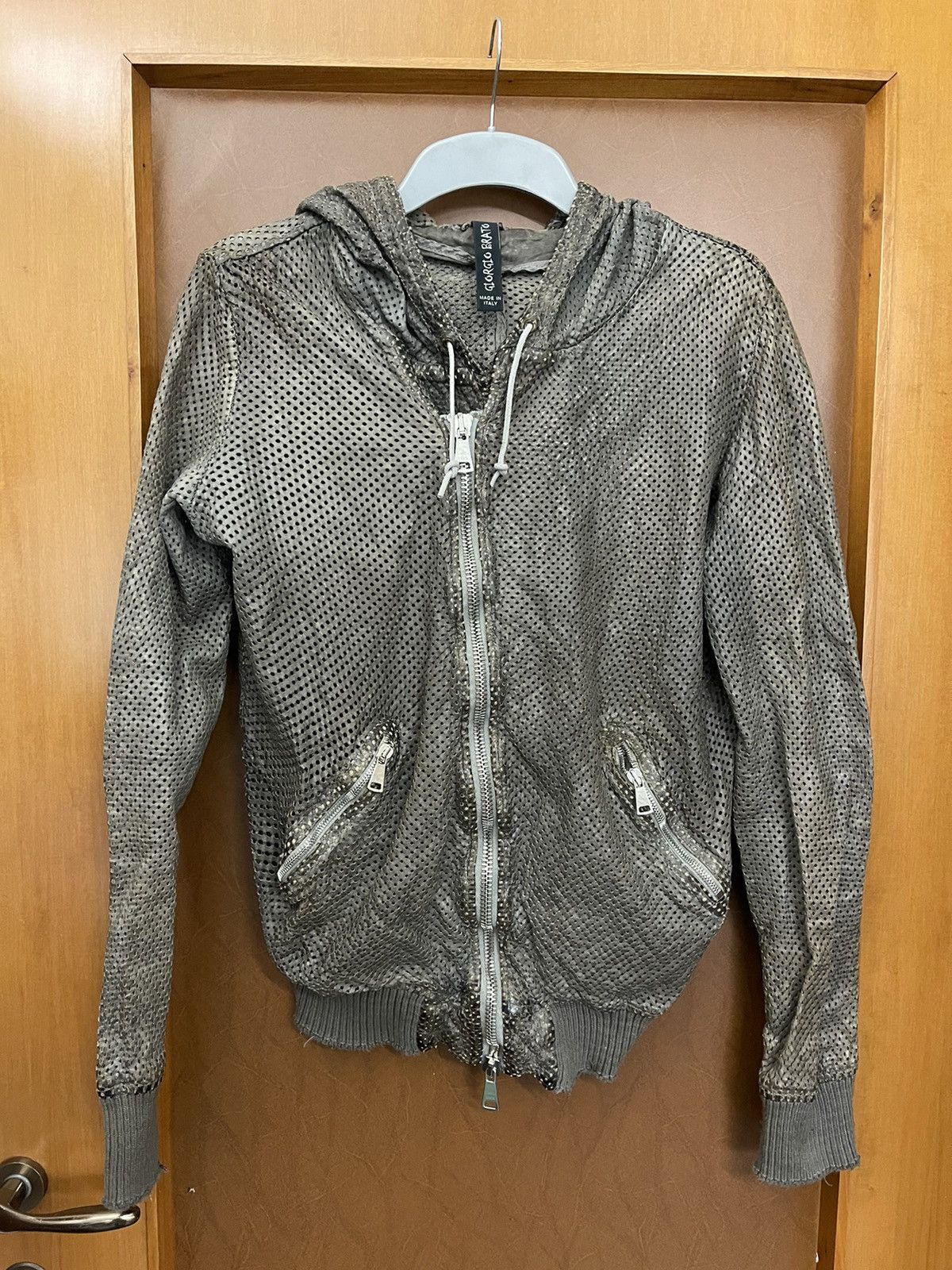 GIORGIO BRATO - Brushed Leather Hooded Jacket Giorgio Brato