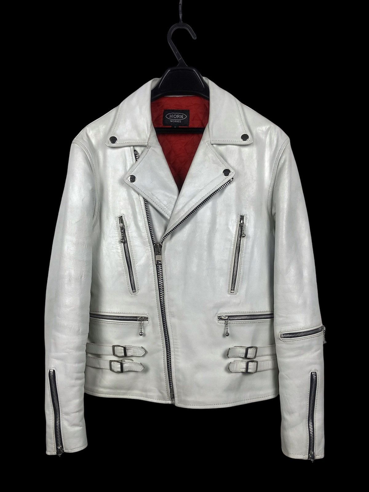 Genuine Leather Vintage Horn Works by Kakuishi Double Collar Leather Jacket Size US S / EU 44-46 / 1 - 1 Thumbnail