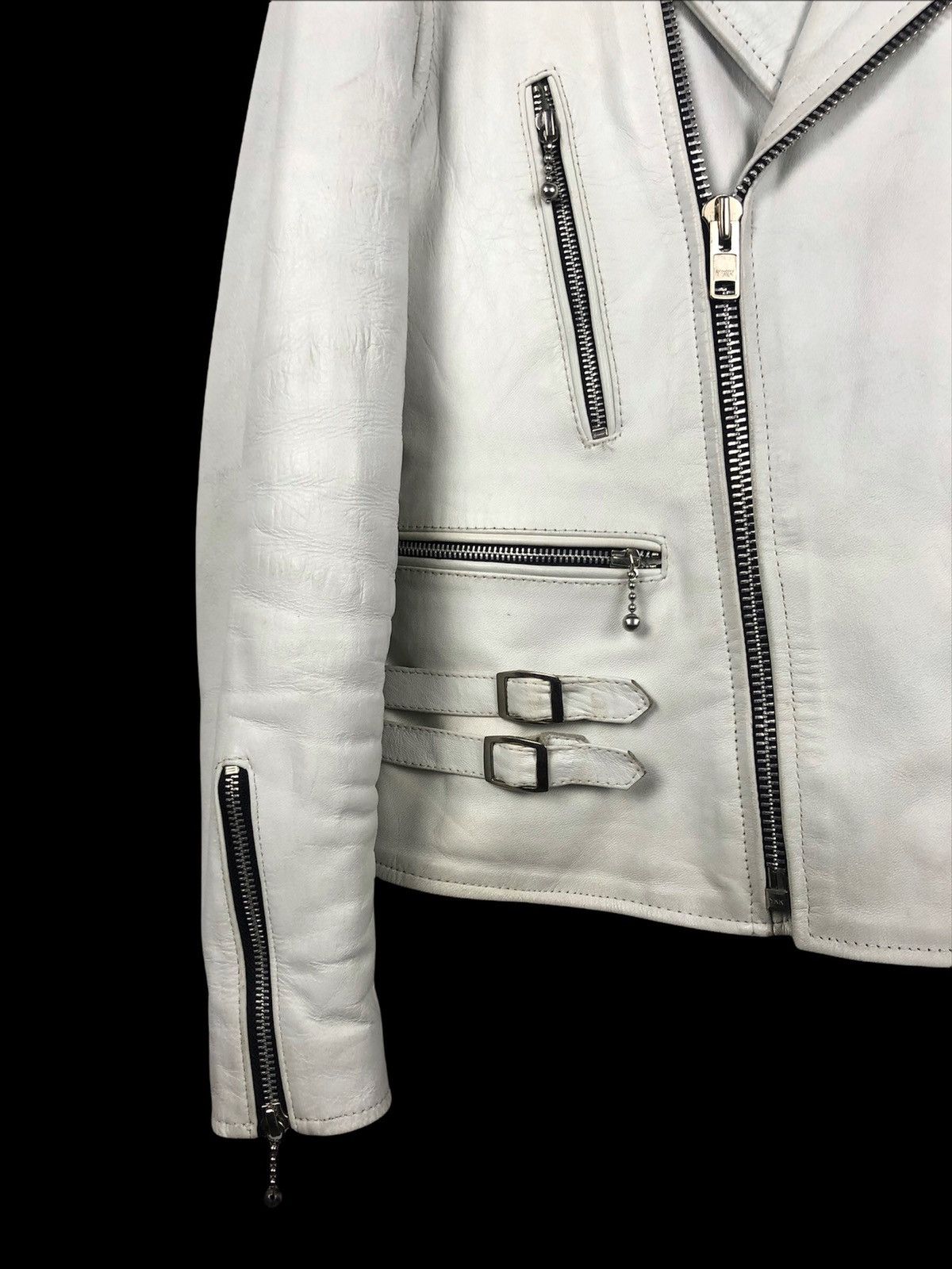 Genuine Leather Vintage Horn Works by Kakuishi Double Collar Leather Jacket Size US S / EU 44-46 / 1 - 5 Thumbnail
