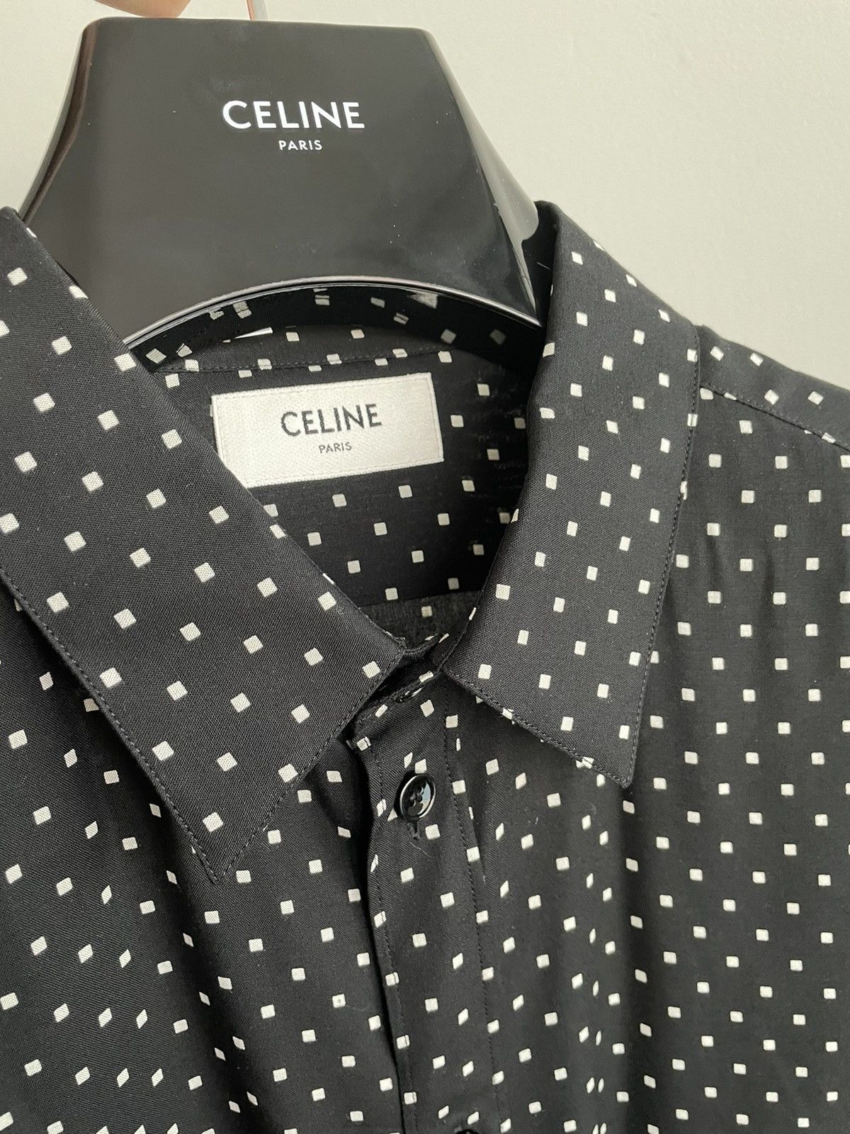 Celine × Hedi Slimane Rare BrandNew Hedi Runway Iconic Viscose Square Print Shirt Size US M / EU 48-50 / 2 - 13 Thumbnail