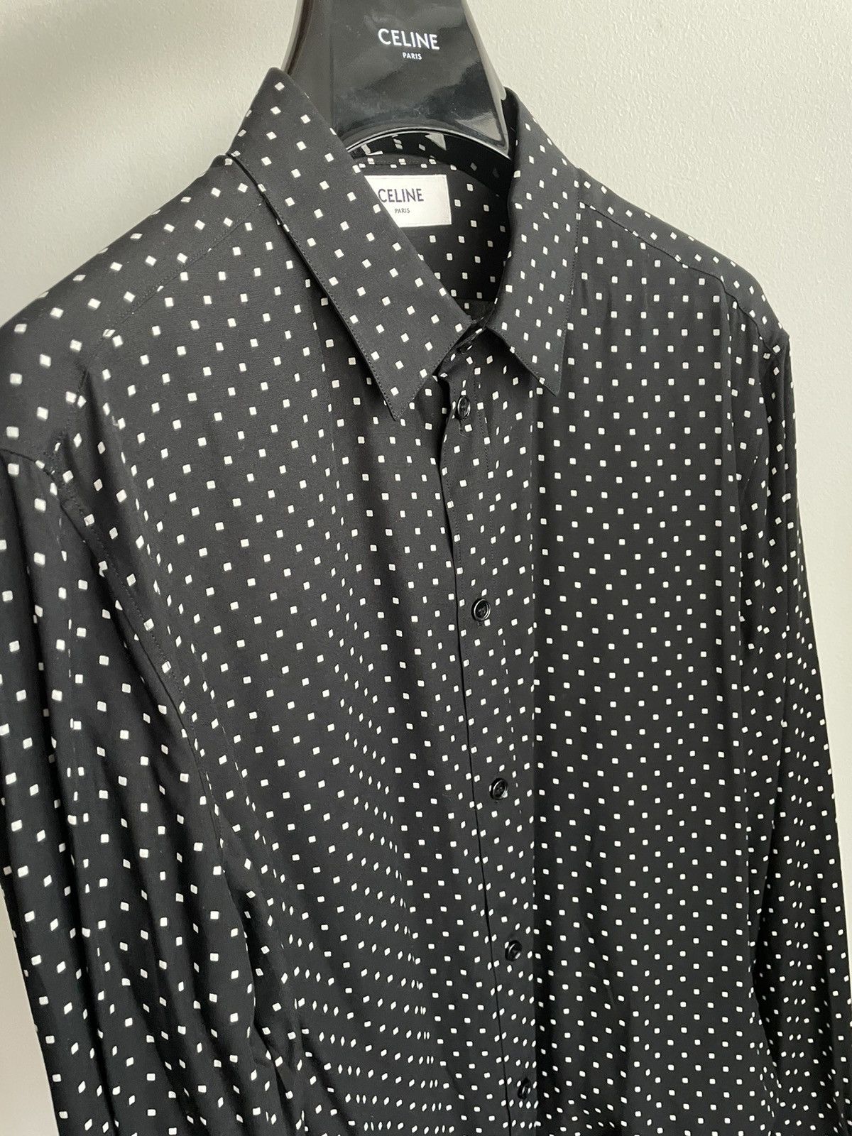 Celine × Hedi Slimane Rare BrandNew Hedi Runway Iconic Viscose Square Print Shirt Size US M / EU 48-50 / 2 - 10 Thumbnail