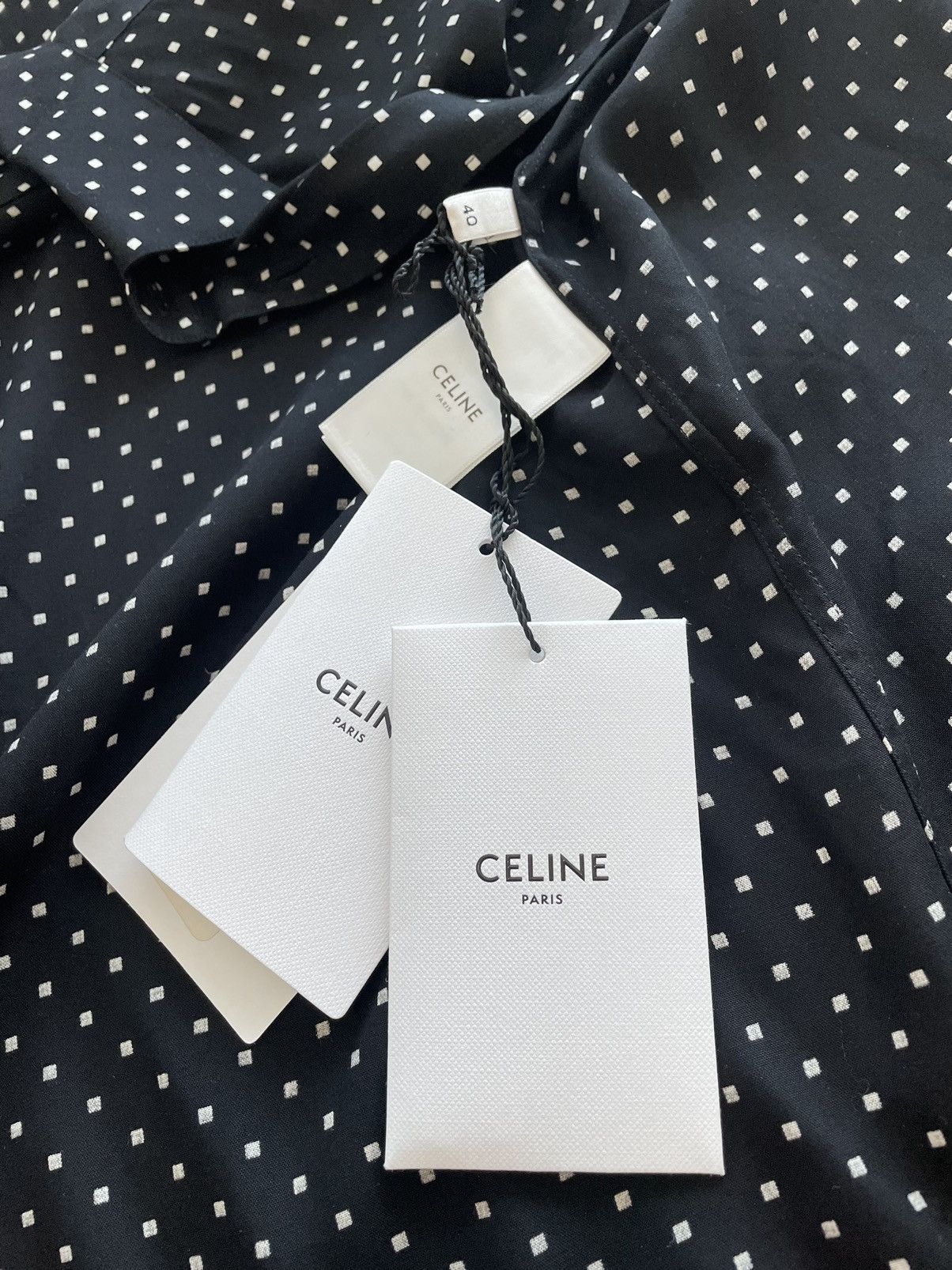 Celine × Hedi Slimane Rare BrandNew Hedi Runway Iconic Viscose Square Print Shirt Size US M / EU 48-50 / 2 - 5 Thumbnail