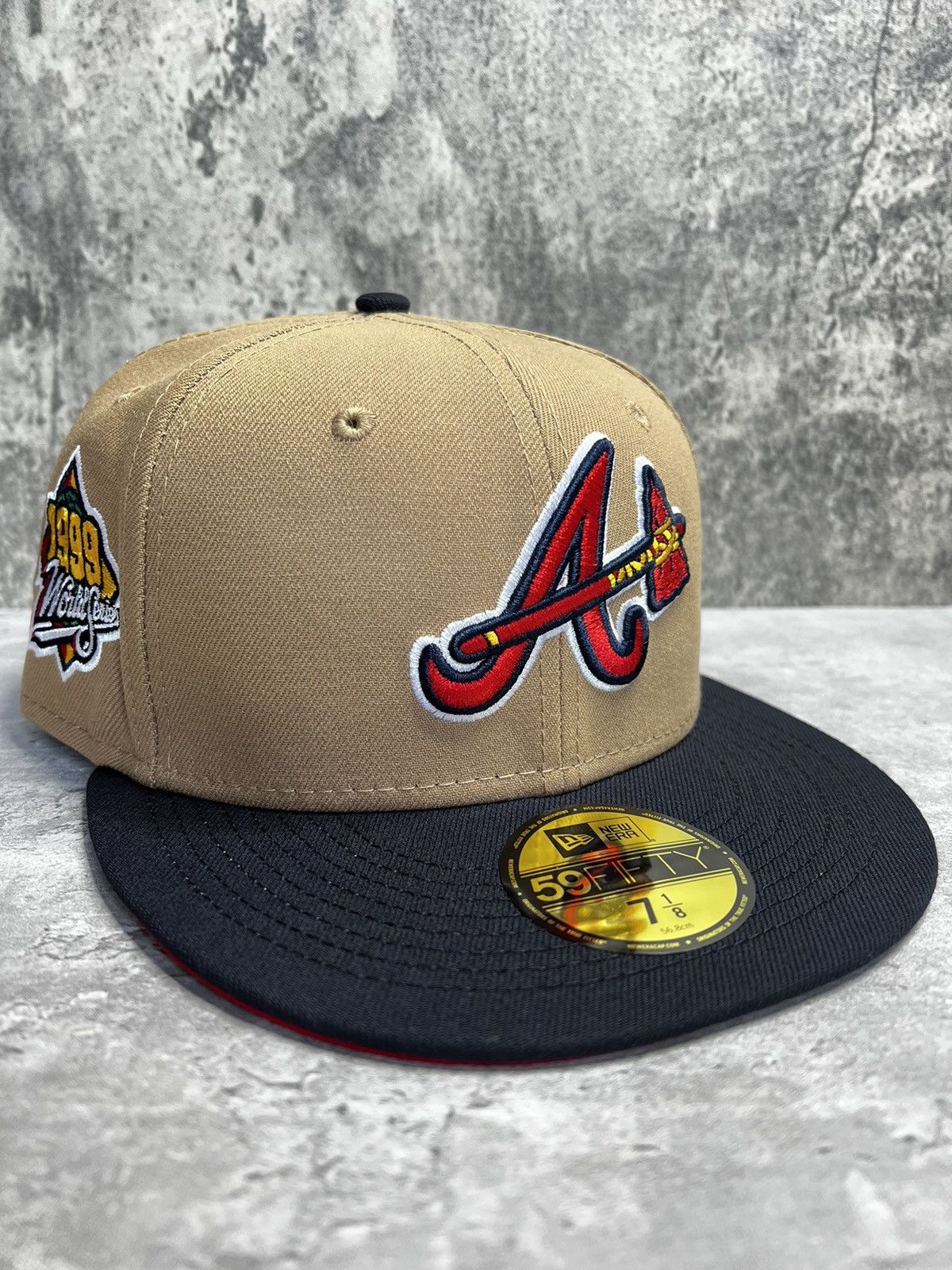 Atlanta Braves Khaki Two Tone 1999 World Series Patch Red UV 59FIFTY Fitted  Hat