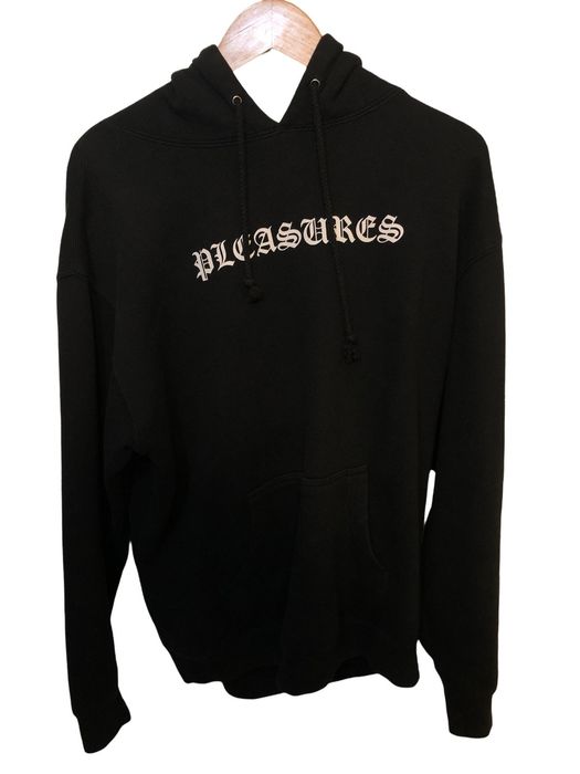 Pleasures black best sale metal hoodie