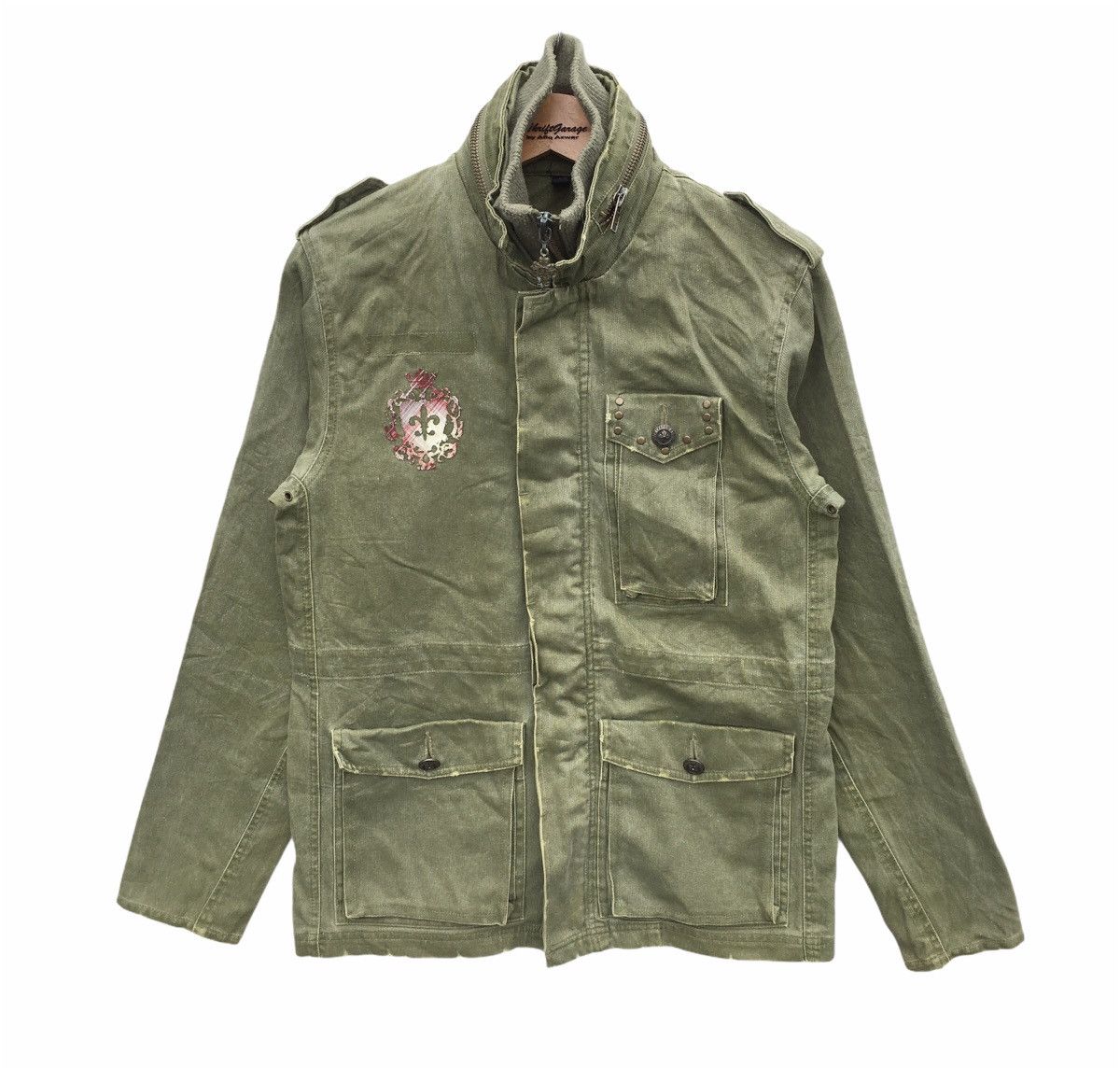 Olive green military jacket deals