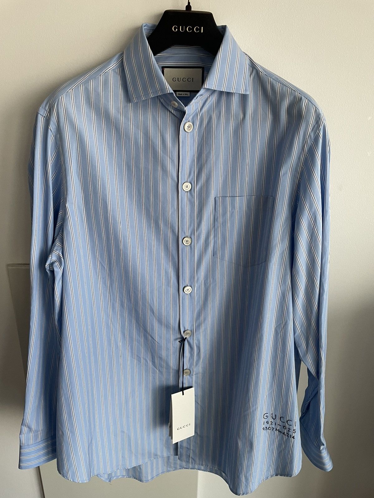 Gucci Limited Edition New SuperRunway Oversized Logo Striped Shirt Size US L / EU 52-54 / 3 - 14 Thumbnail
