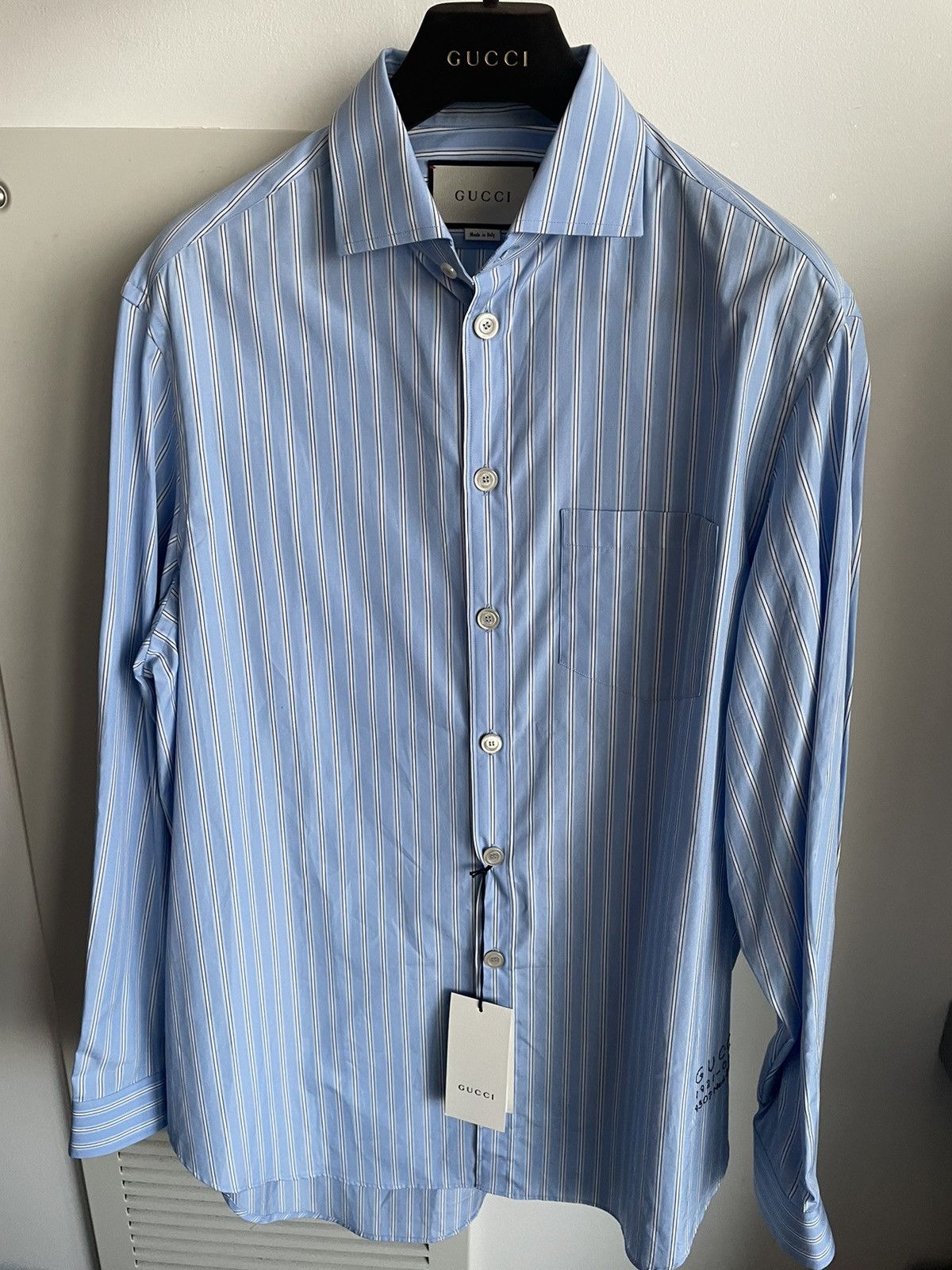 Gucci Limited Edition New SuperRunway Oversized Logo Striped Shirt Size US L / EU 52-54 / 3 - 22 Thumbnail