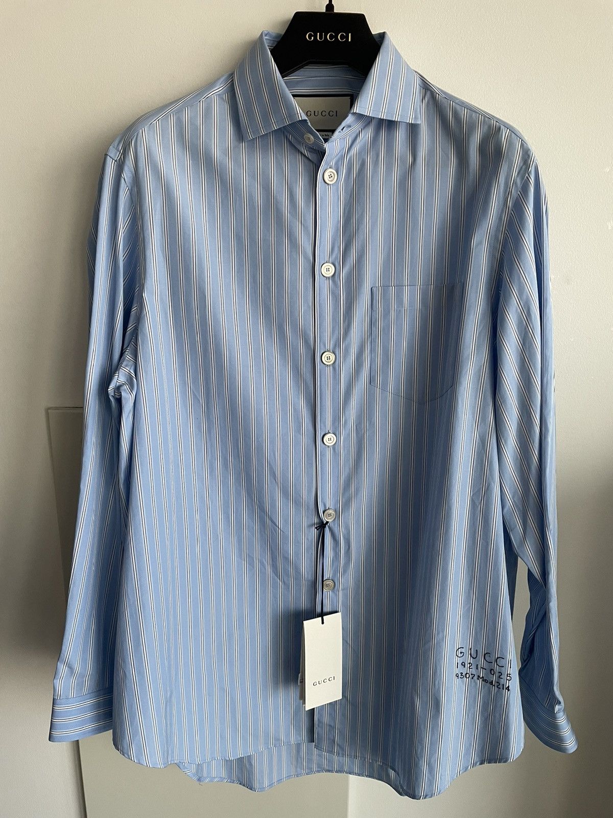 Gucci Limited Edition New SuperRunway Oversized Logo Striped Shirt Size US L / EU 52-54 / 3 - 13 Thumbnail