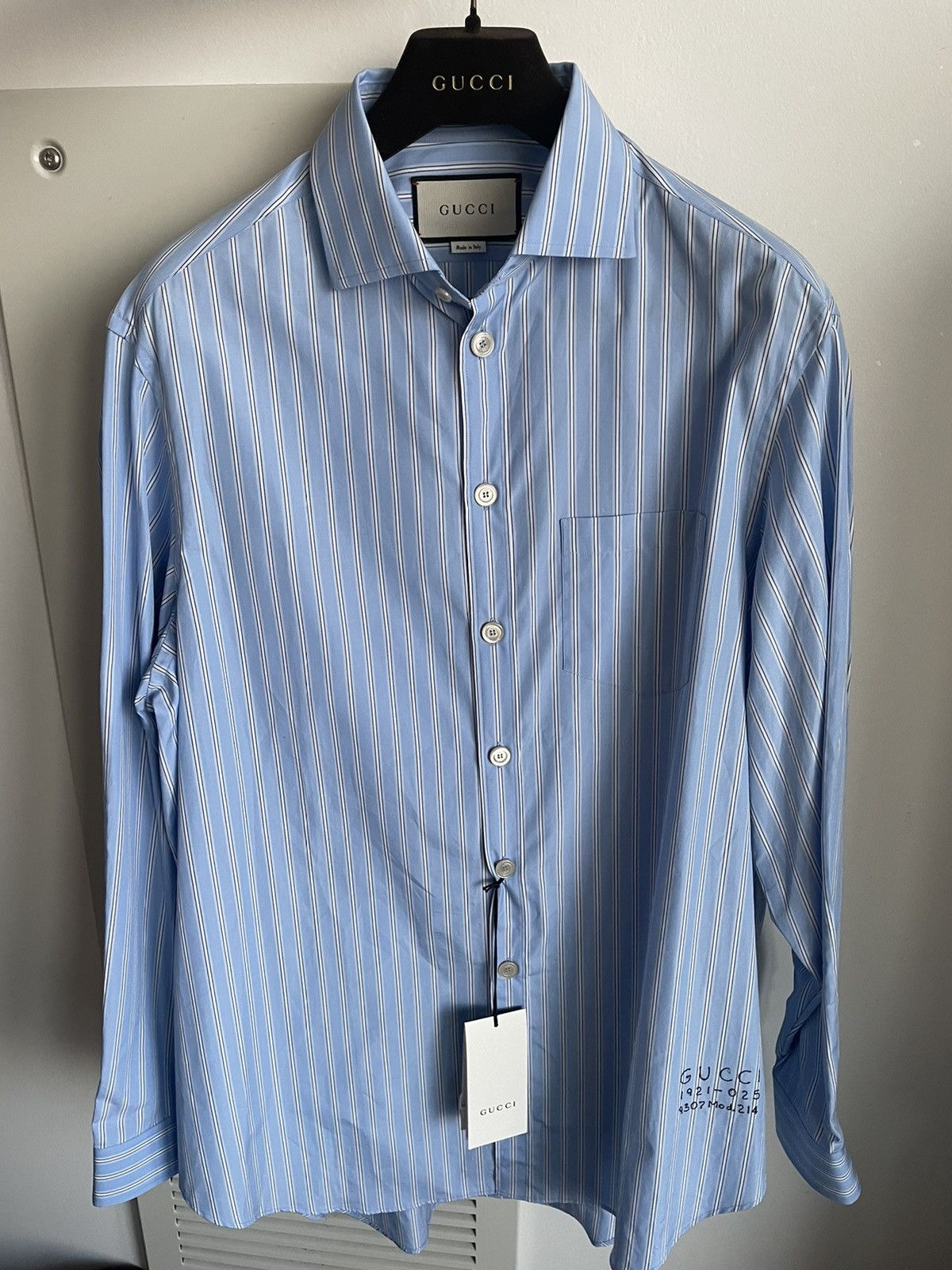 Gucci Limited Edition New SuperRunway Oversized Logo Striped Shirt Size US L / EU 52-54 / 3 - 1 Thumbnail