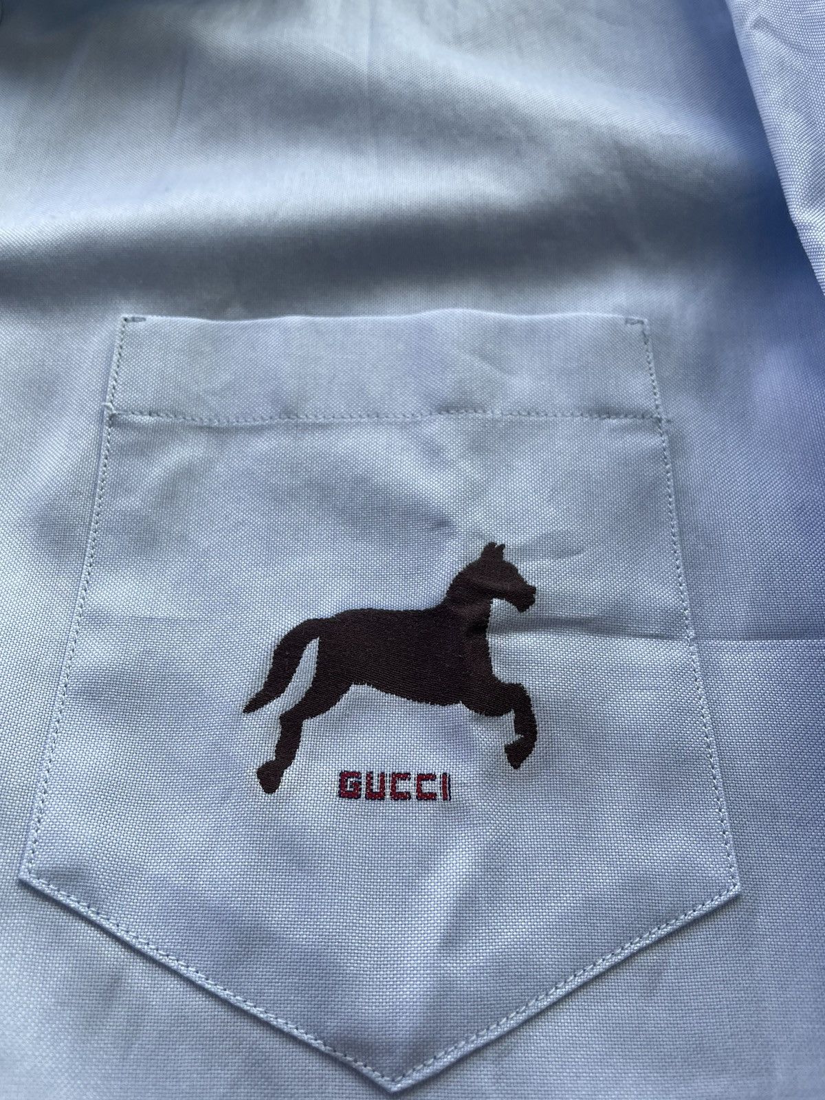 Gucci Limited Rare Super Runway Iconic Horse 🐎 Logo Sky Blue Shirt Size US M / EU 48-50 / 2 - 4 Thumbnail