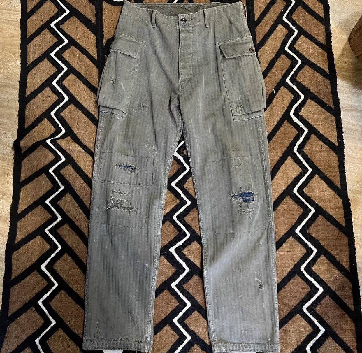 Visvim風　Veterans Pants Crash サイズ2 Visvim Visvim Veterans Pants Crash Kofu size2 Olive | Grailed