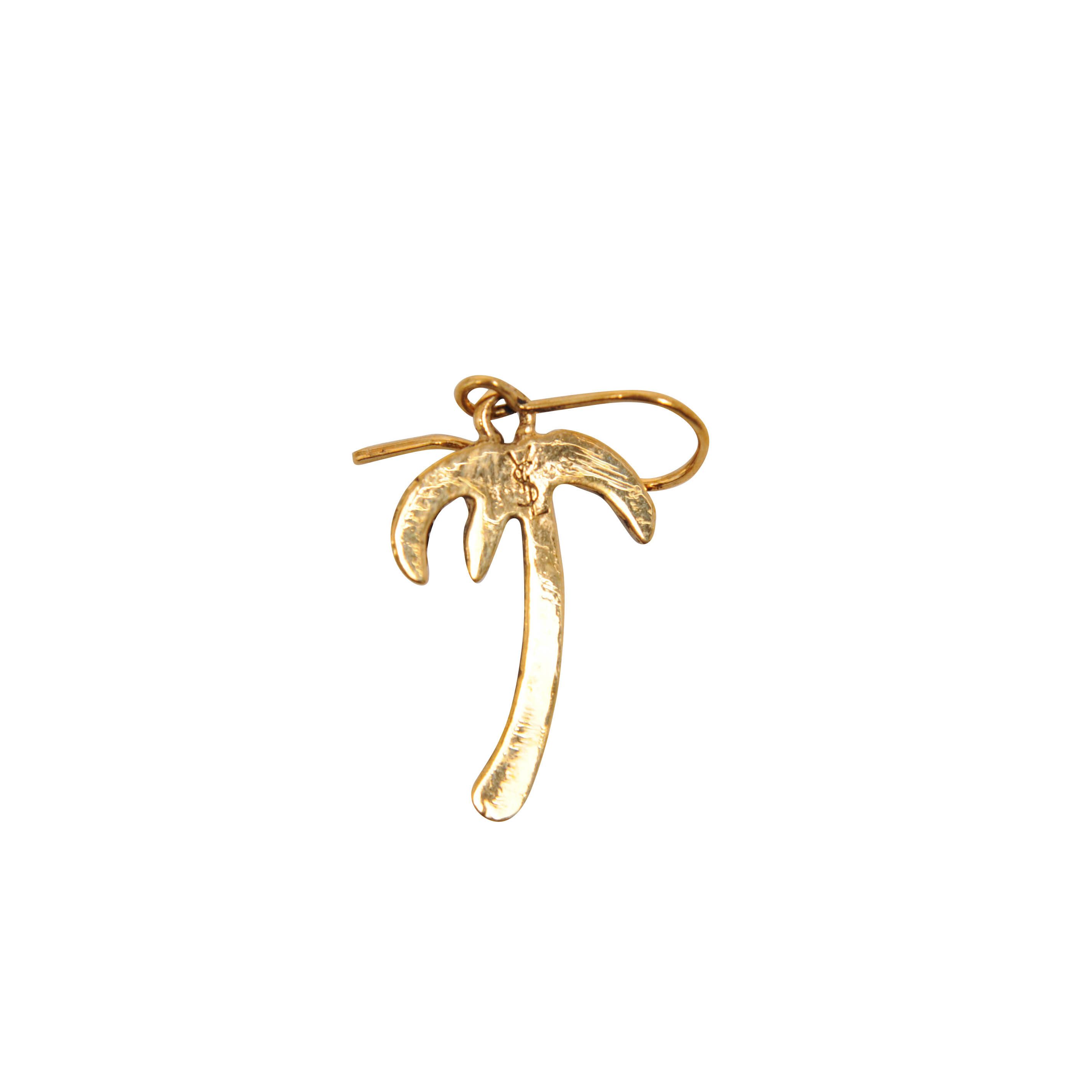 Saint Laurent Paris Palm Tree Gold Brass Dangle Earring - 00637 Size ONE SIZE - 3 Thumbnail