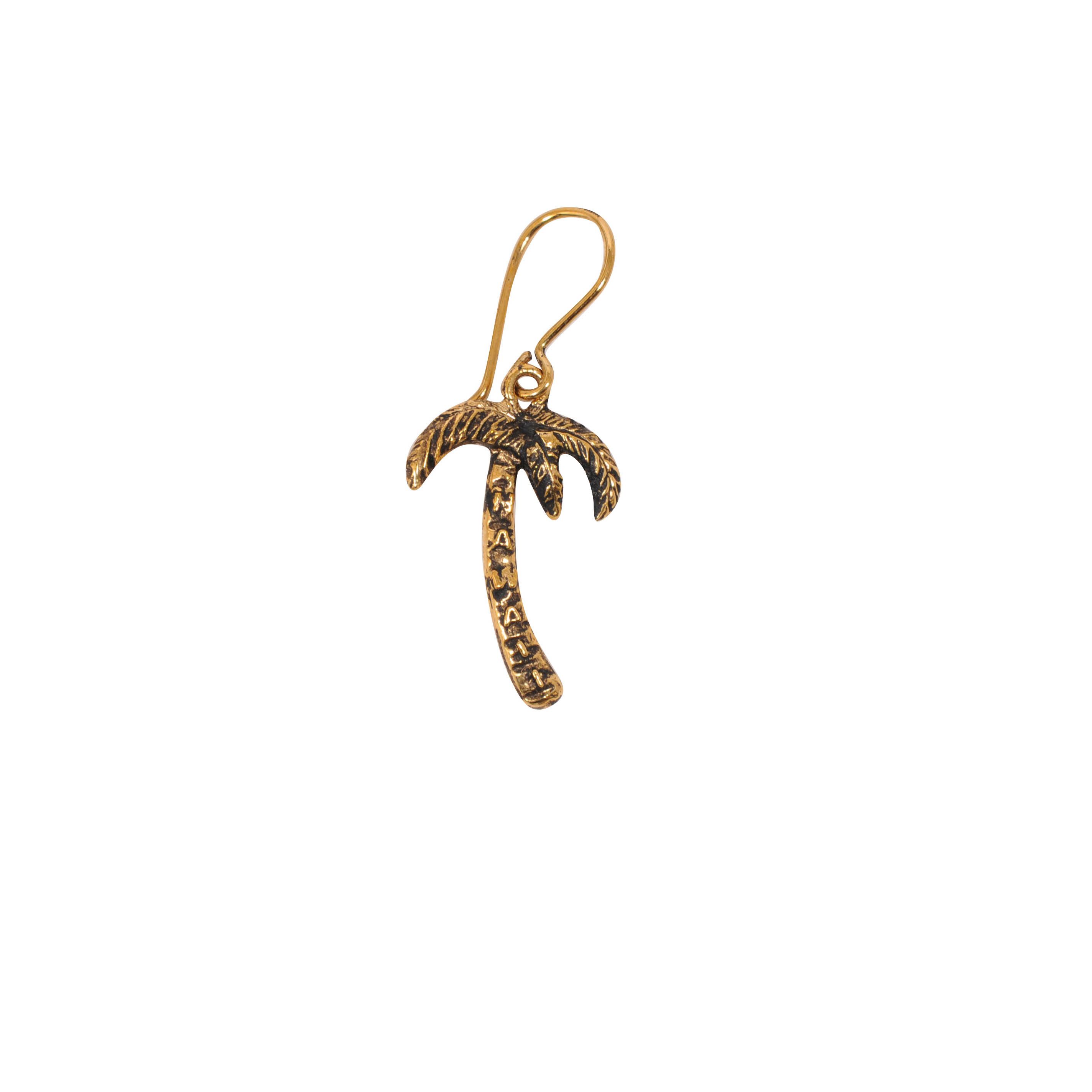Saint Laurent Paris Palm Tree Gold Brass Dangle Earring - 00637 Size ONE SIZE - 2 Thumbnail