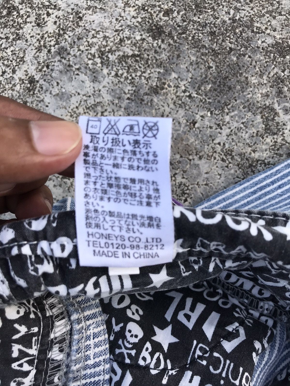 Japanese Brand COLZA Skulls Patchwork Jeans Double Waisted Striped Denim Size US 29 - 10 Thumbnail