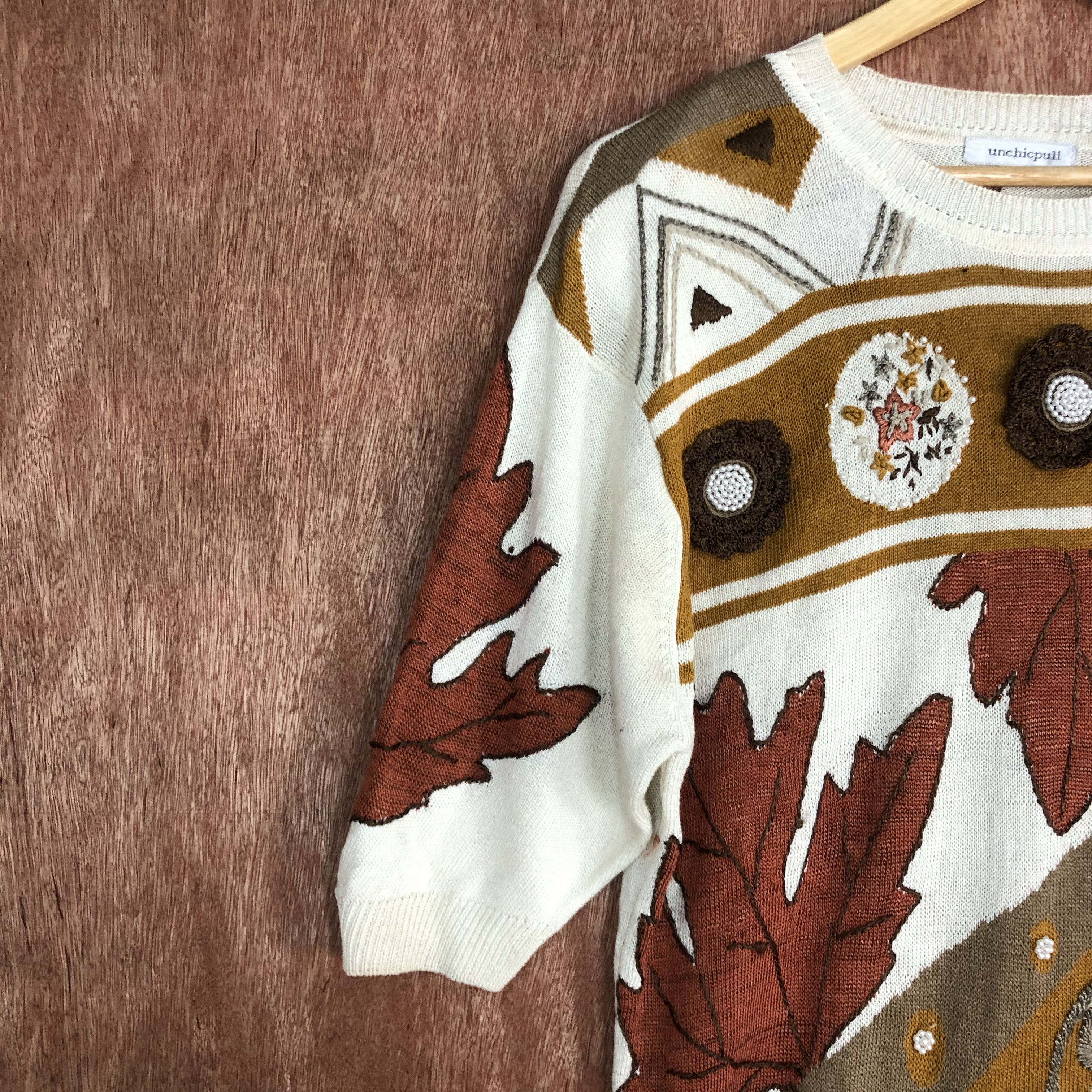 Homespun Knitwear × Japanese Brand DLL Unchicpun japan art Brown Knitwear #c543 Size M / US 6-8 / IT 42-44 - 4 Thumbnail