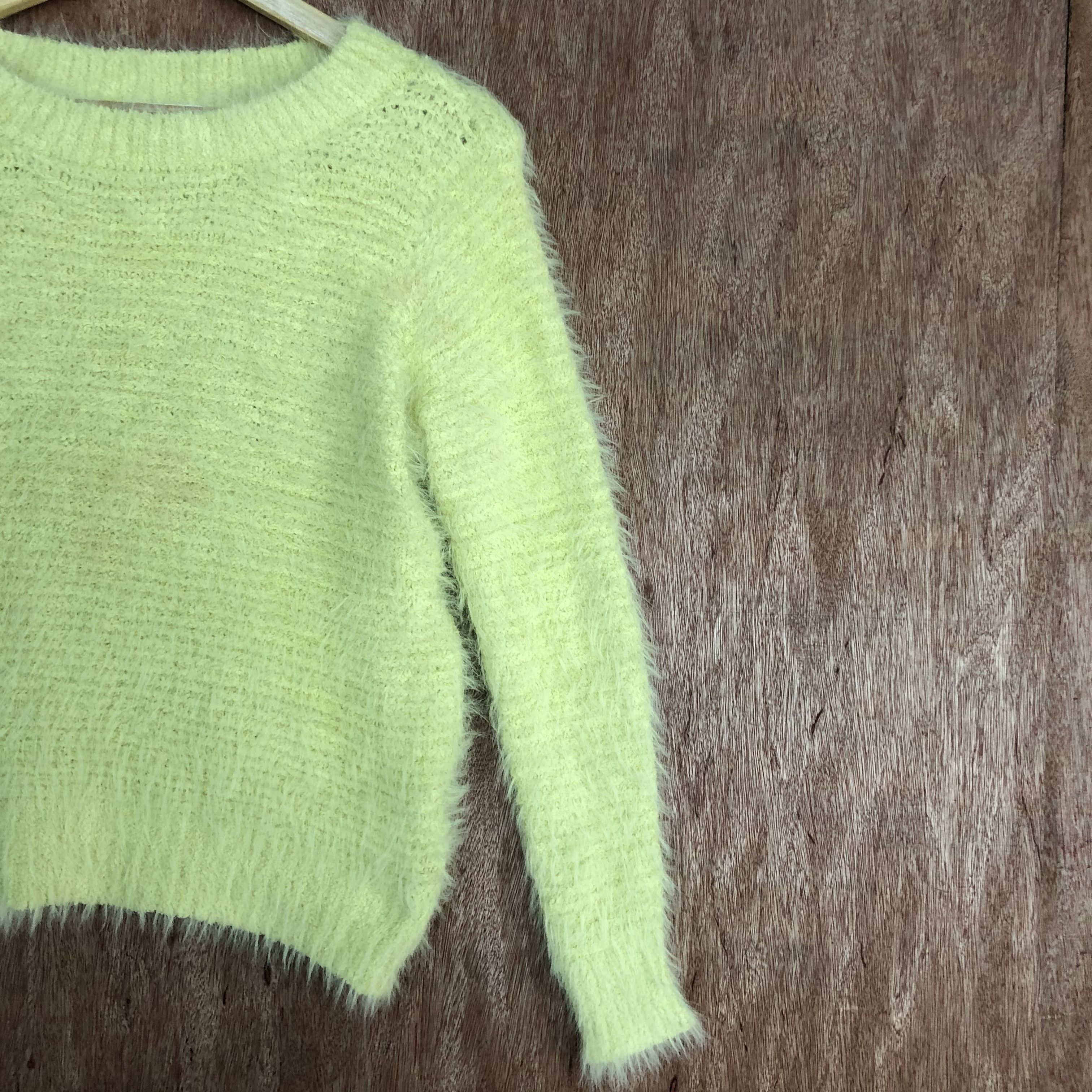 Homespun Knitwear × Japanese Brand DLL Chocol Raffine Yellow Mohair Shag Shaggy Knitwear #c541 Size M / US 6-8 / IT 42-44 - 5 Thumbnail