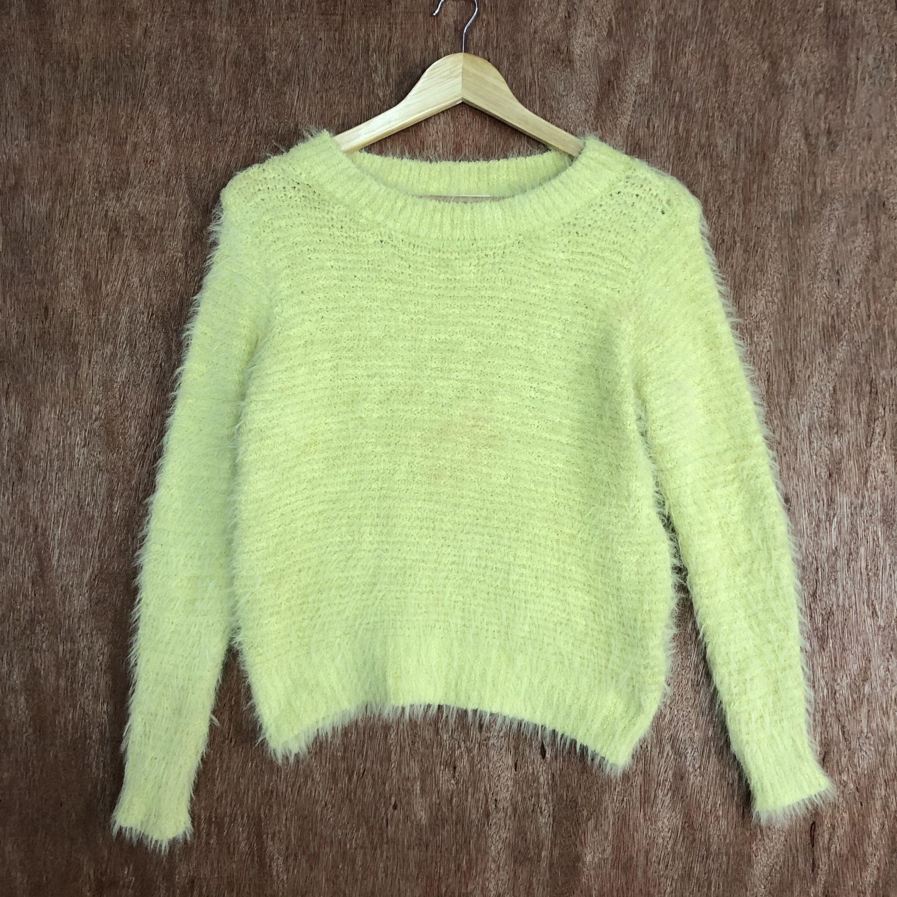 Homespun Knitwear × Japanese Brand DLL Chocol Raffine Yellow Mohair Shag Shaggy Knitwear #c541 Size M / US 6-8 / IT 42-44 - 2 Thumbnail