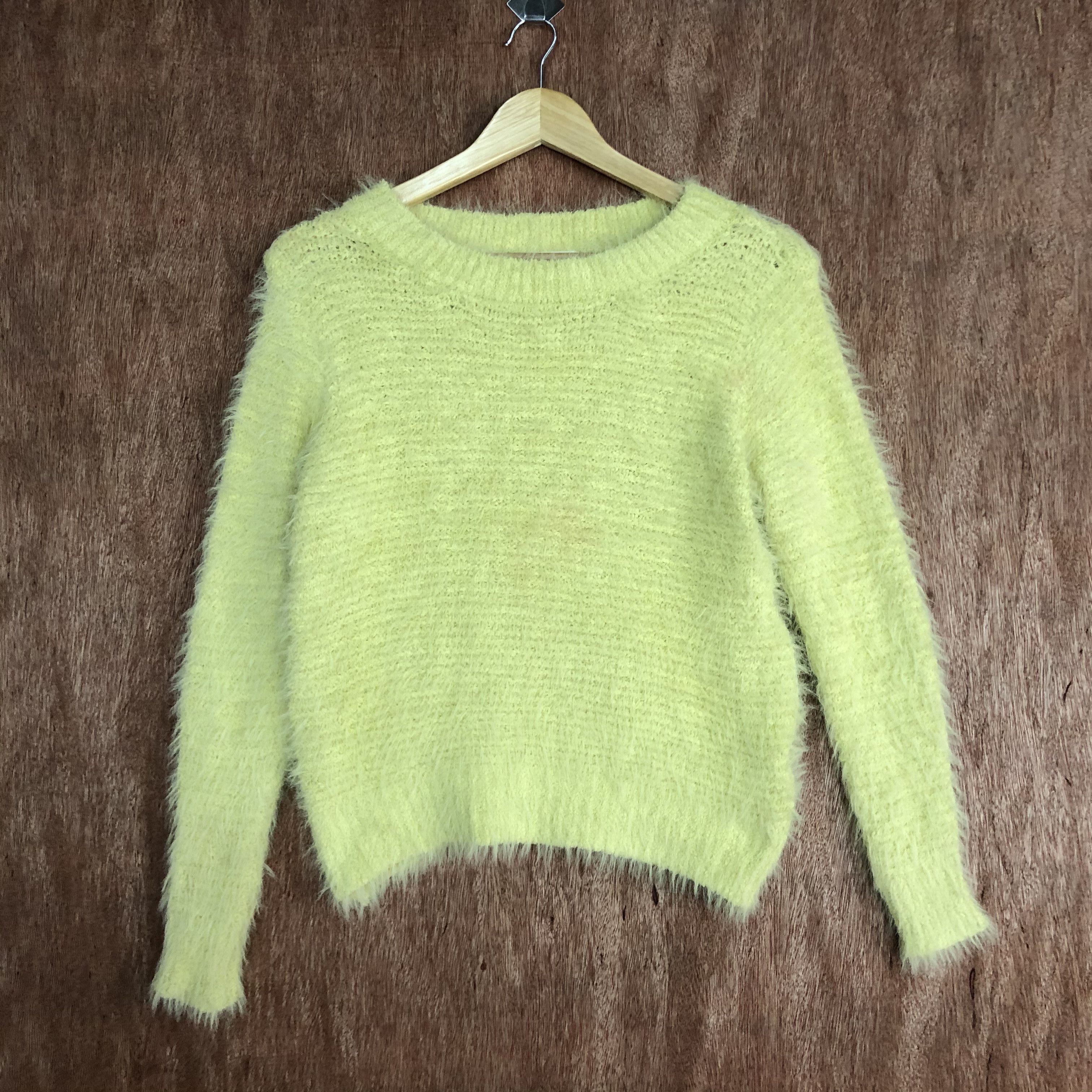Homespun Knitwear × Japanese Brand DLL Chocol Raffine Yellow Mohair Shag Shaggy Knitwear #c541 Size M / US 6-8 / IT 42-44 - 1 Thumbnail