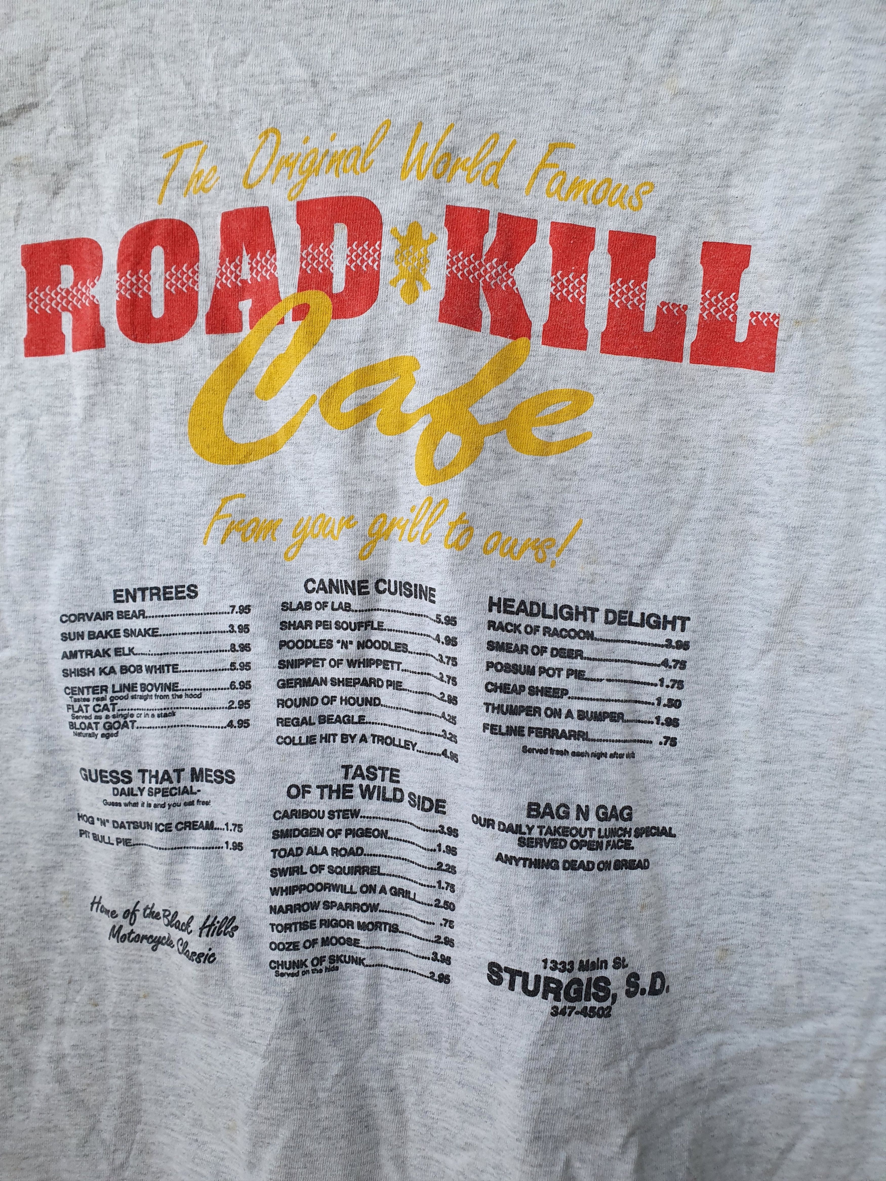 Fruit Of The Loom × Vintage Road Kill Cafe Sturgis South Dakota Vtg tee,sz XL Size US XL / EU 56 / 4 - 12 Thumbnail