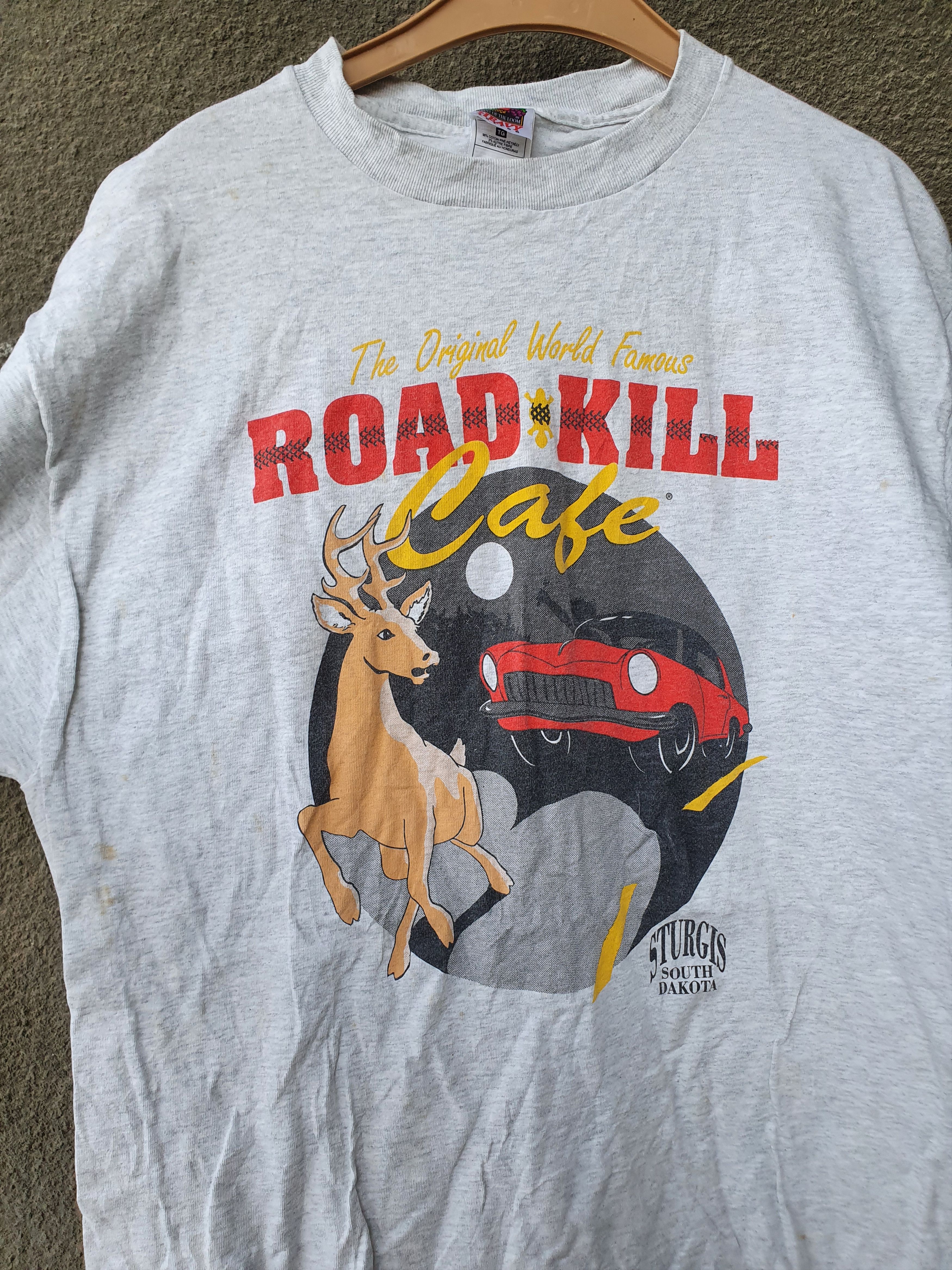 Fruit Of The Loom × Vintage Road Kill Cafe Sturgis South Dakota Vtg tee,sz XL Size US XL / EU 56 / 4 - 1 Thumbnail