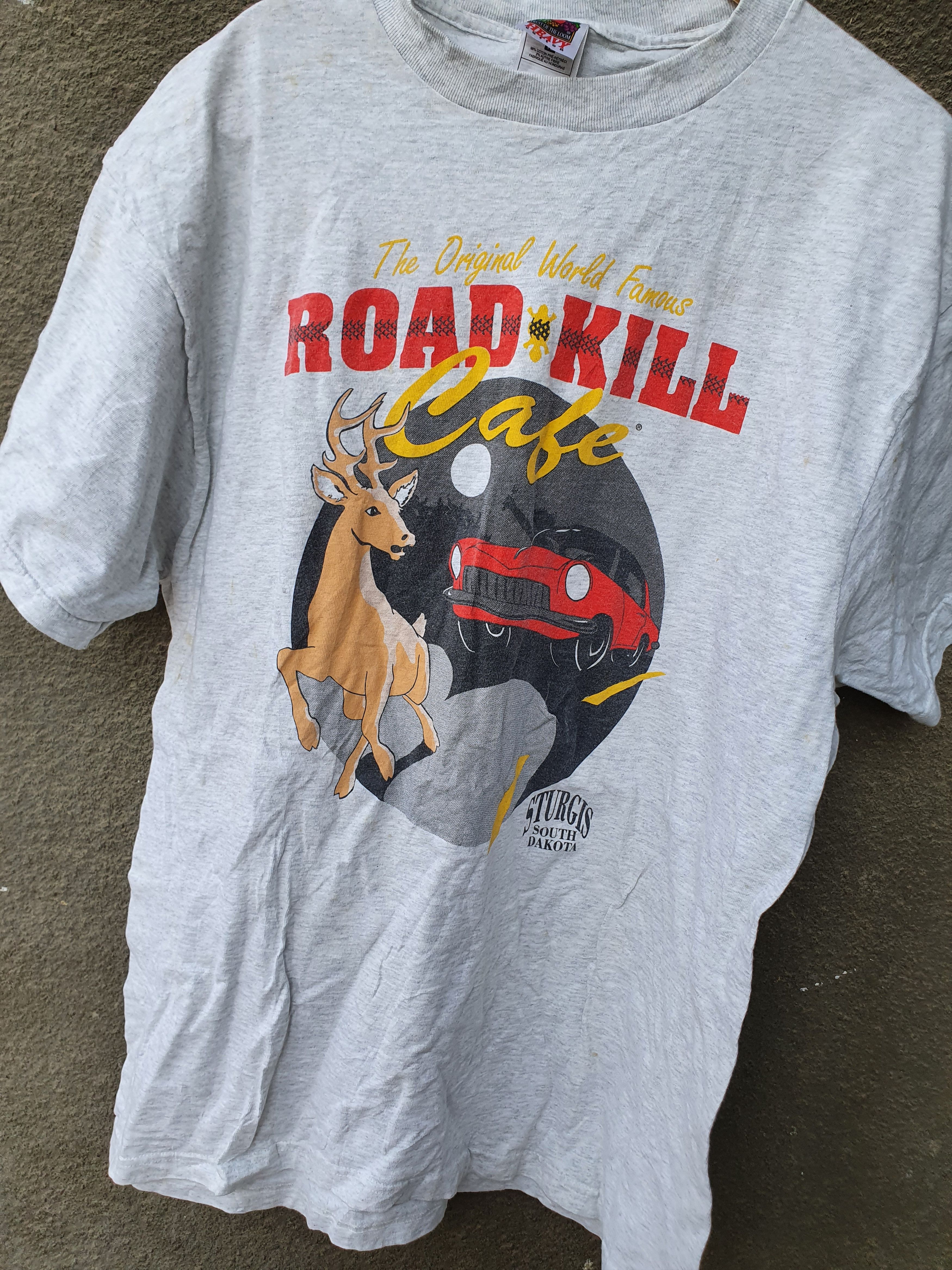 Fruit Of The Loom × Vintage Road Kill Cafe Sturgis South Dakota Vtg tee,sz XL Size US XL / EU 56 / 4 - 3 Thumbnail