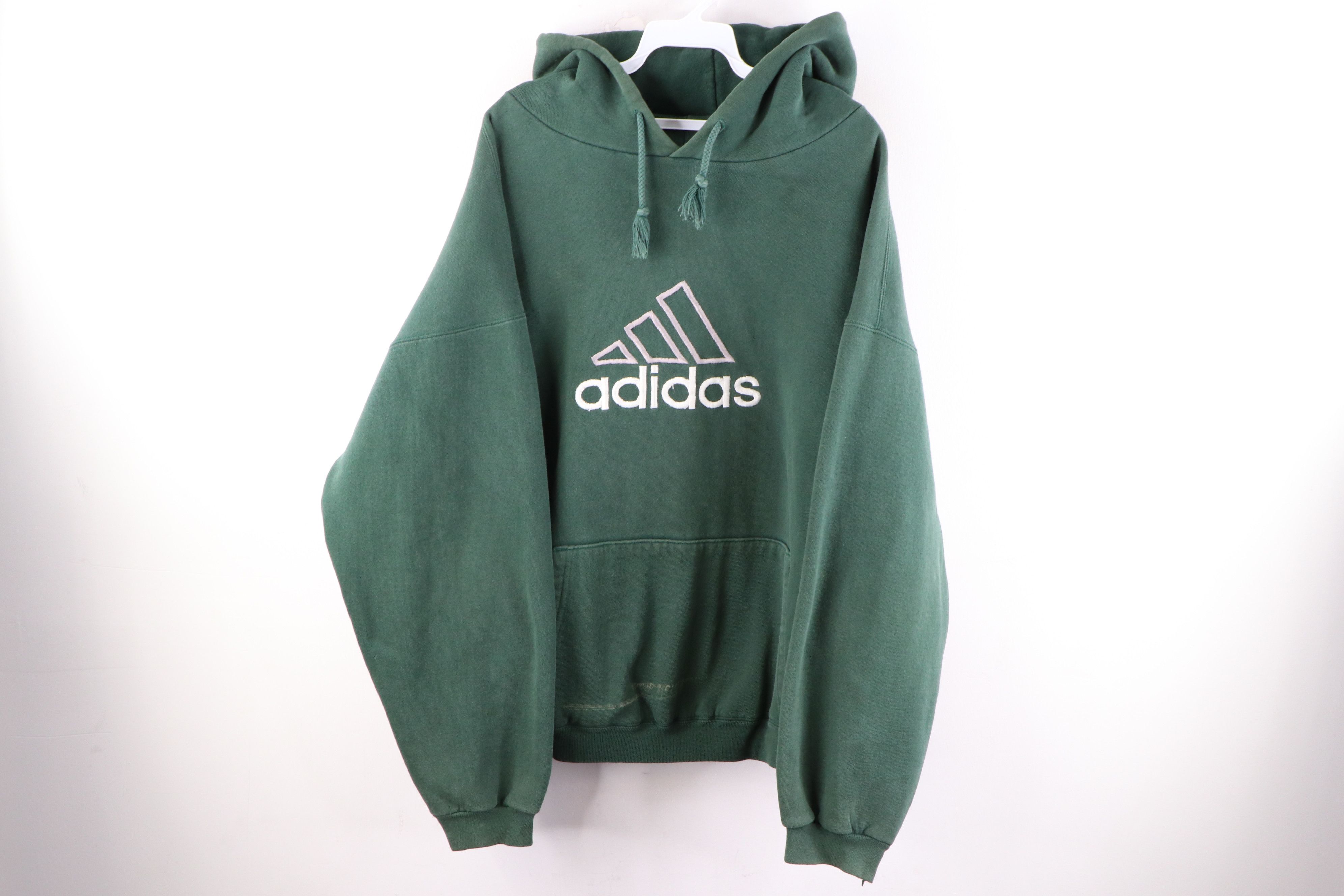 Adidas Vintage 90s Adidas Faded Big Logo Hoodie Sweatshirt Green | Grailed