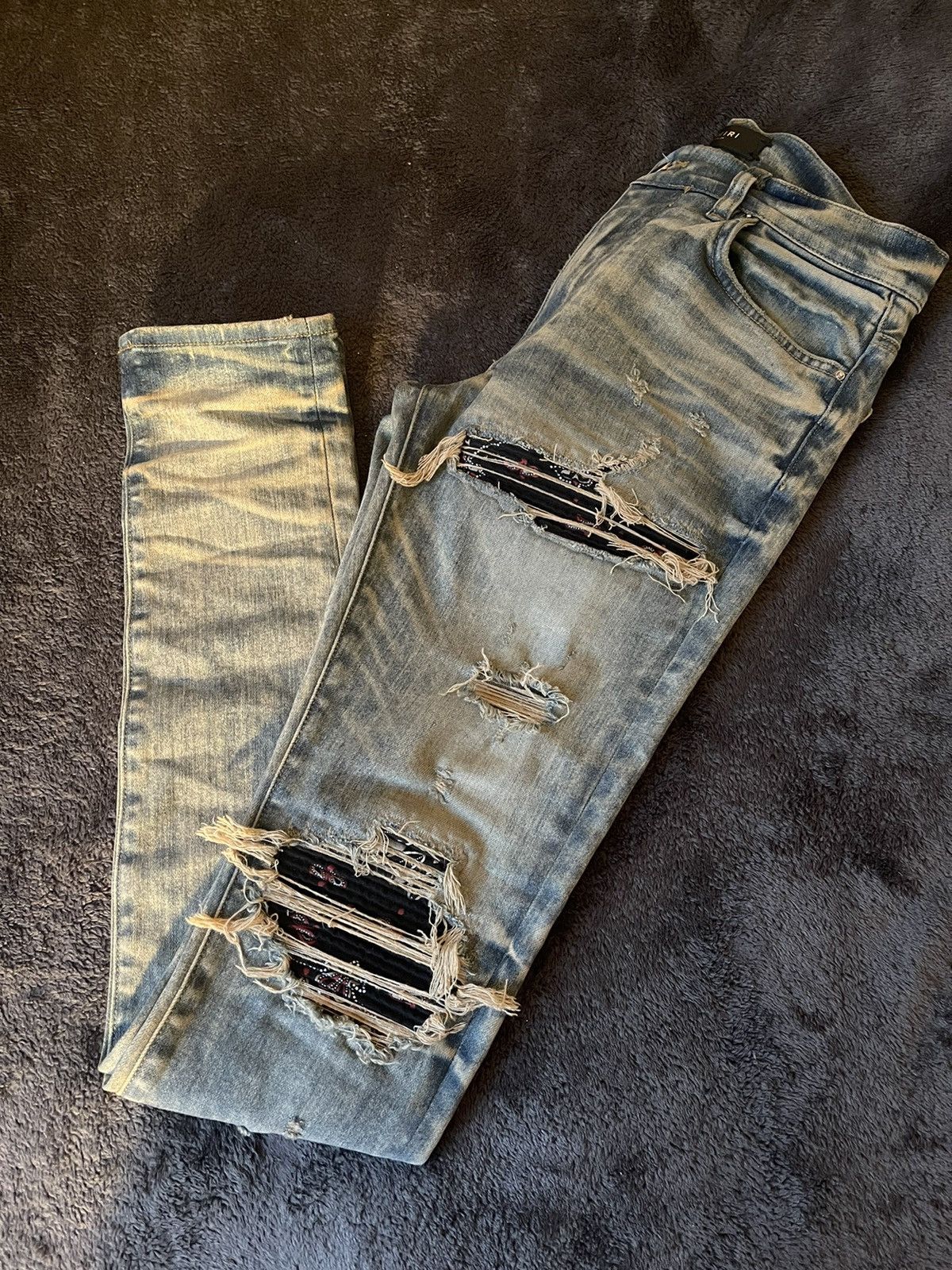 Amiri Dirty Indigo Bandana MX1 Jeans Grailed