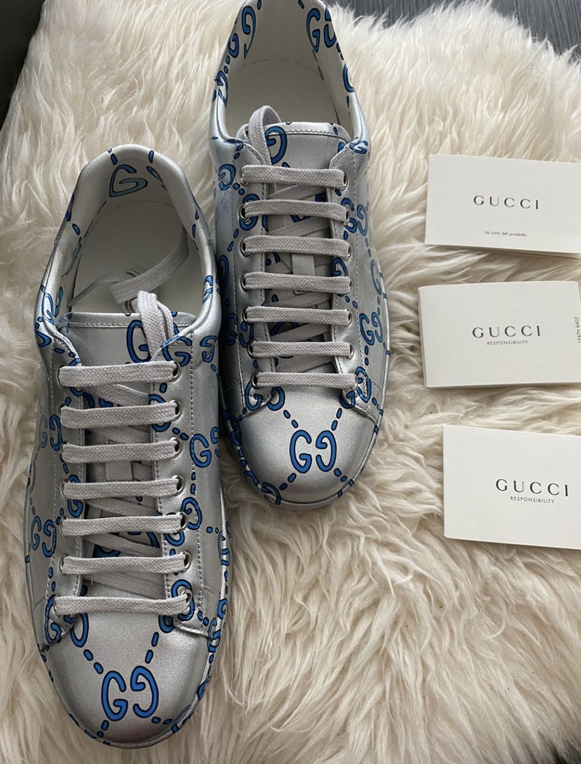 Gucci Limited Edition Brand New Runway ACE GG Logo Leather Sneaker Size US 8 / EU 41 - 8 Thumbnail