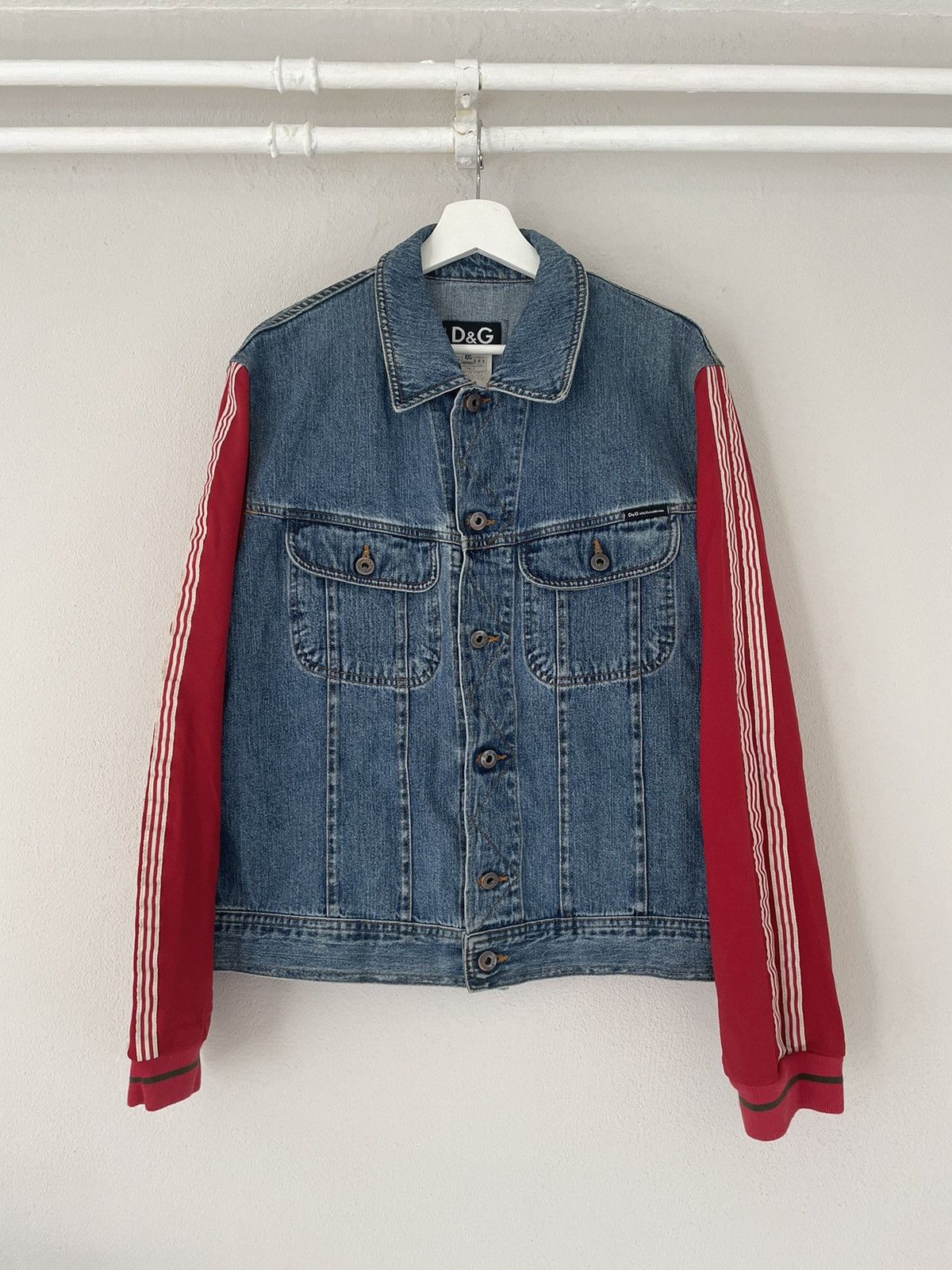 Dolce & Gabbana Funky Sport Denim Jacket with Red Sleeves Size US L / EU 52-54 / 3 - 1 Thumbnail