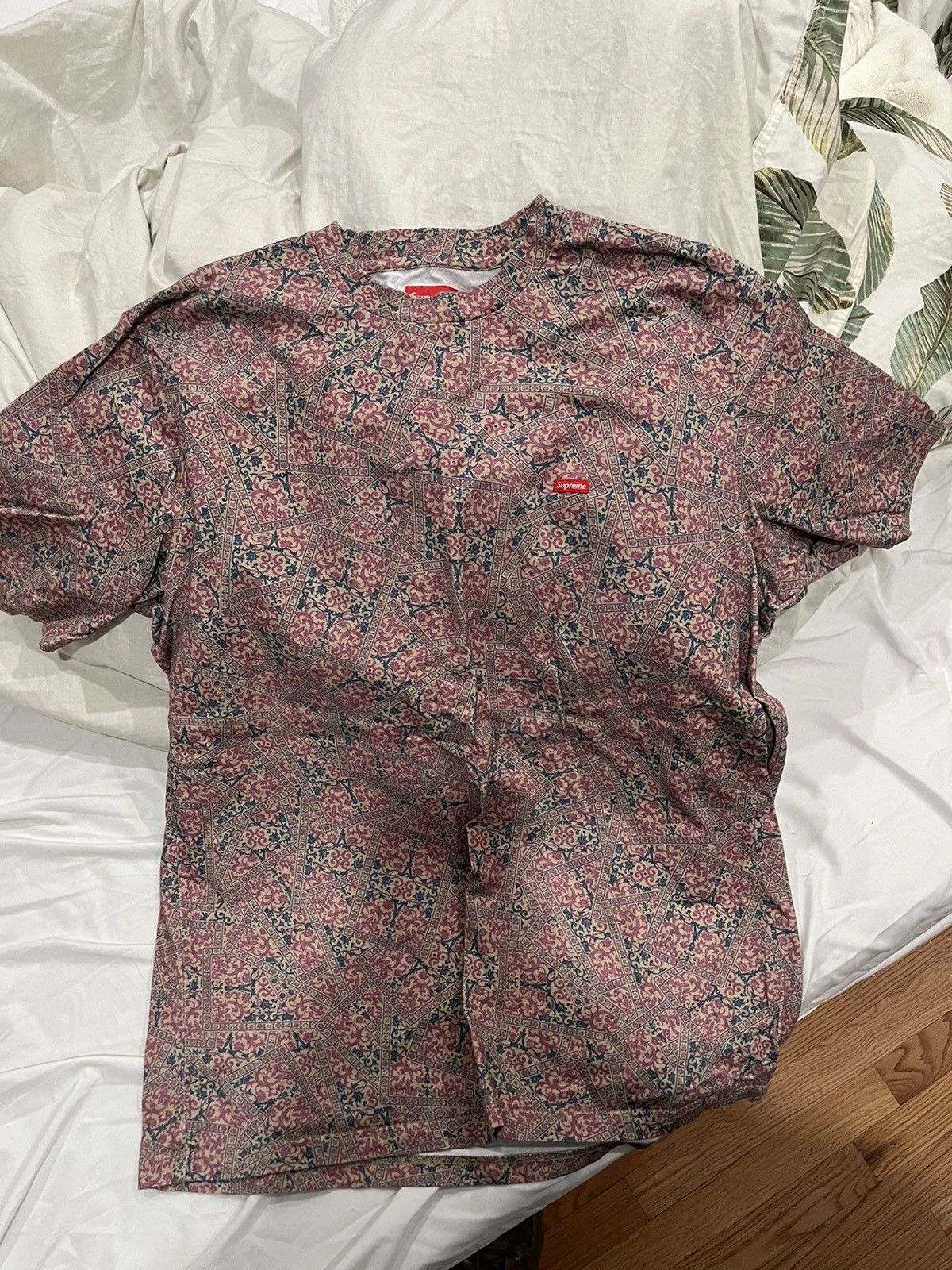 Supreme Supreme small box logo tee khaki floral cards | Grailed