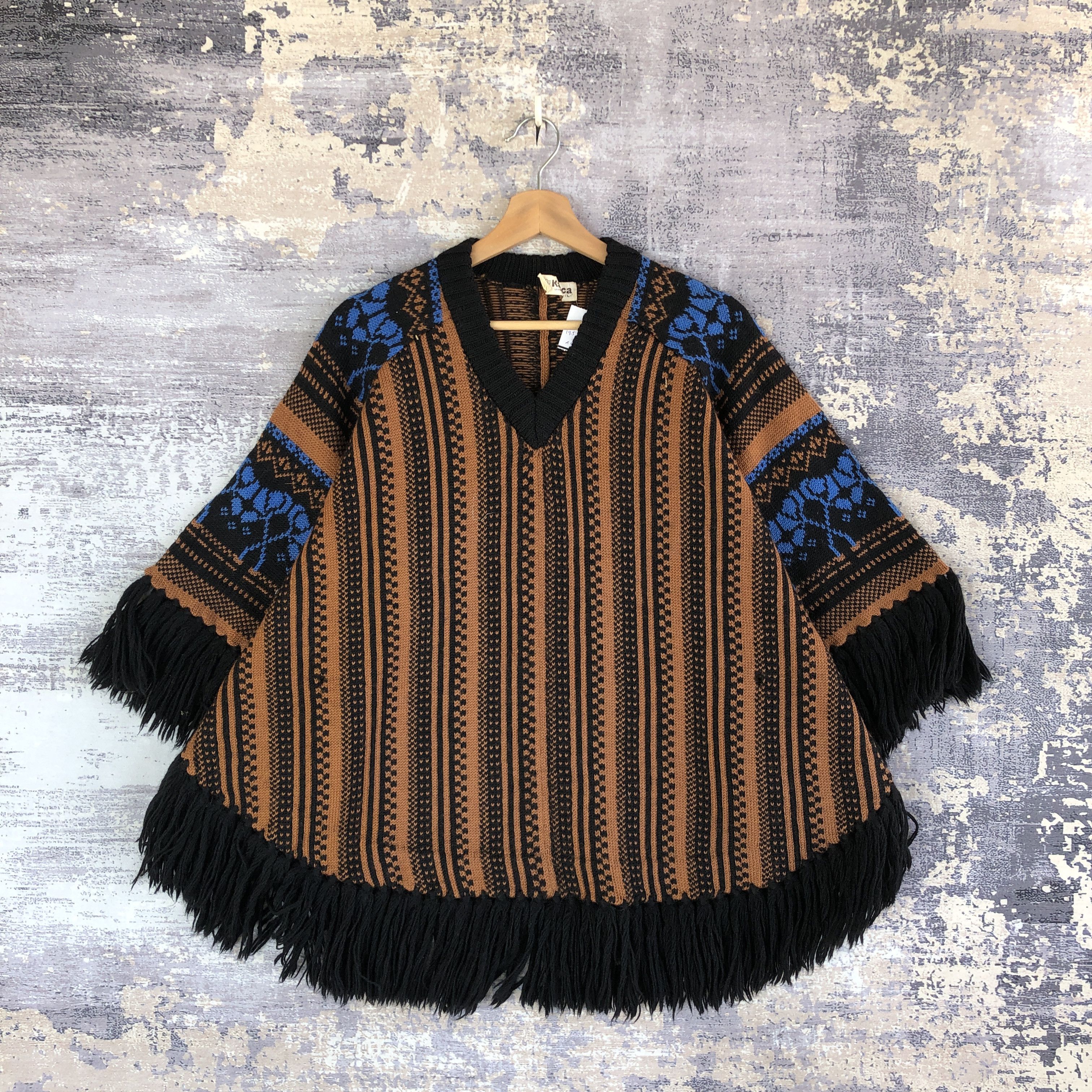 Homespun Knitwear × Vintage Karinca Japanese Cape Knitted Sweater Bohemian Aztec Size US M / EU 48-50 / 2 - 1 Thumbnail