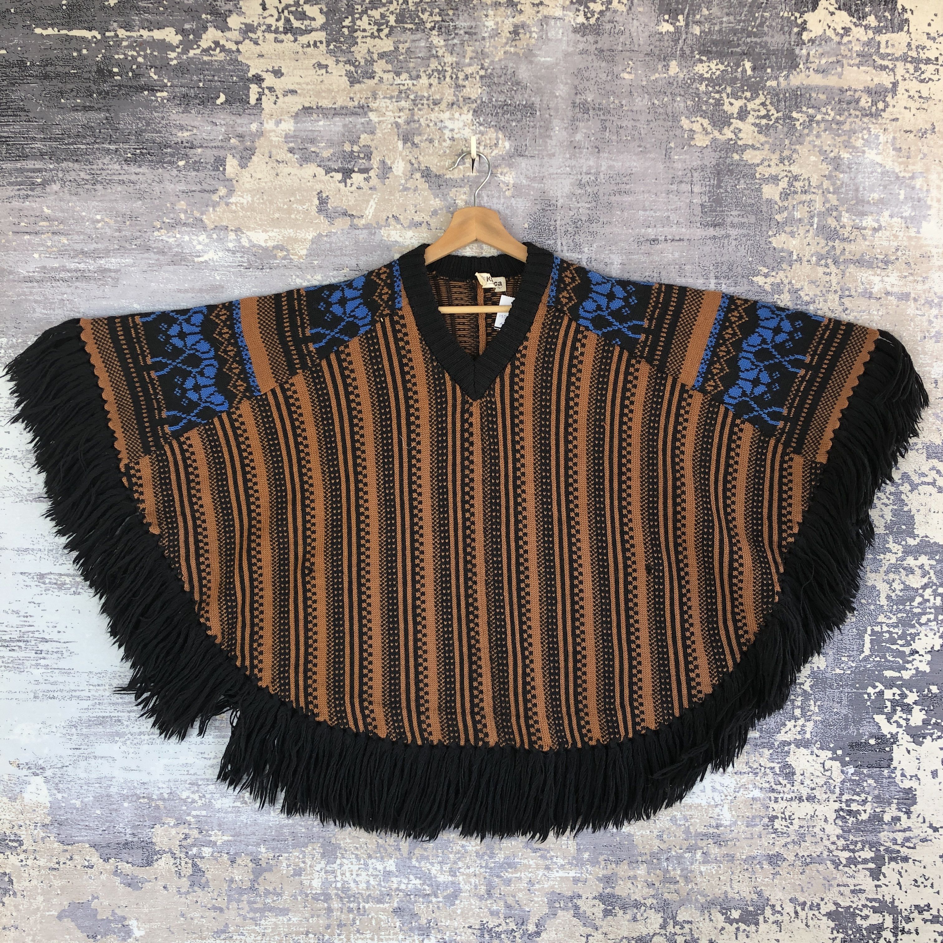 Homespun Knitwear × Vintage Karinca Japanese Cape Knitted Sweater Bohemian Aztec Size US M / EU 48-50 / 2 - 2 Thumbnail