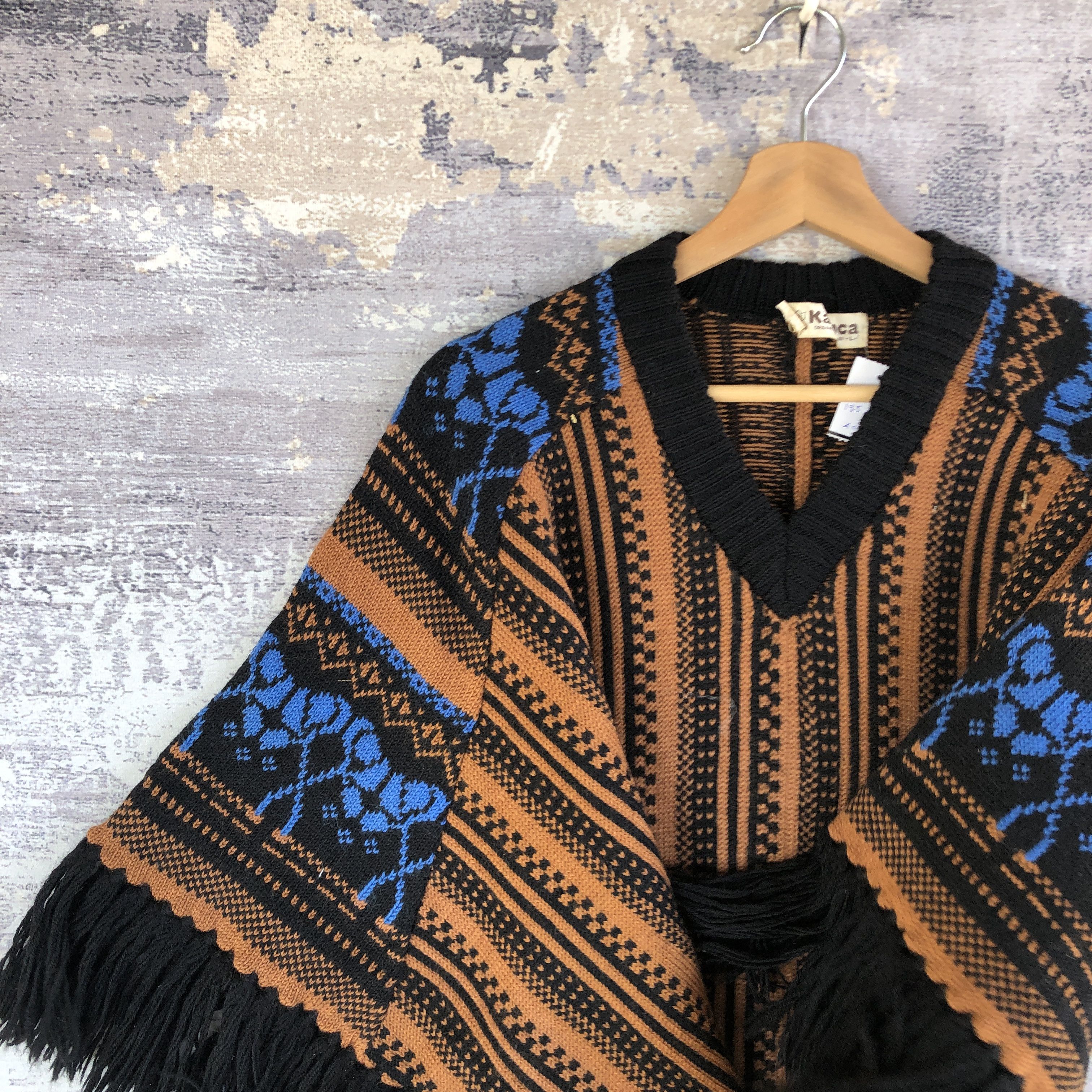 Homespun Knitwear × Vintage Karinca Japanese Cape Knitted Sweater Bohemian Aztec Size US M / EU 48-50 / 2 - 3 Thumbnail