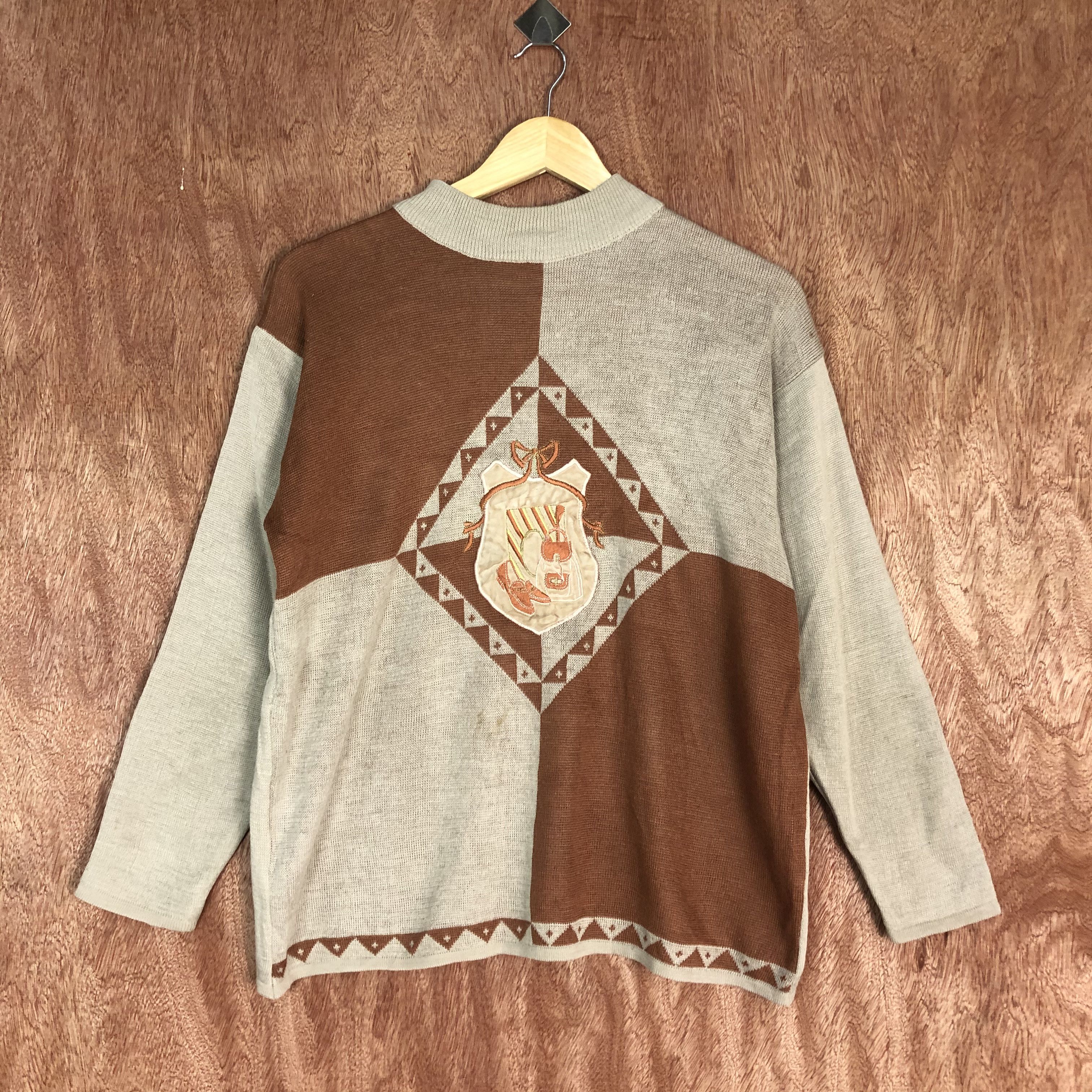 Japanese Brand DLL Vintage Monulinne Brown Knitwear art #c536 Size US M / EU 48-50 / 2 - 1 Thumbnail