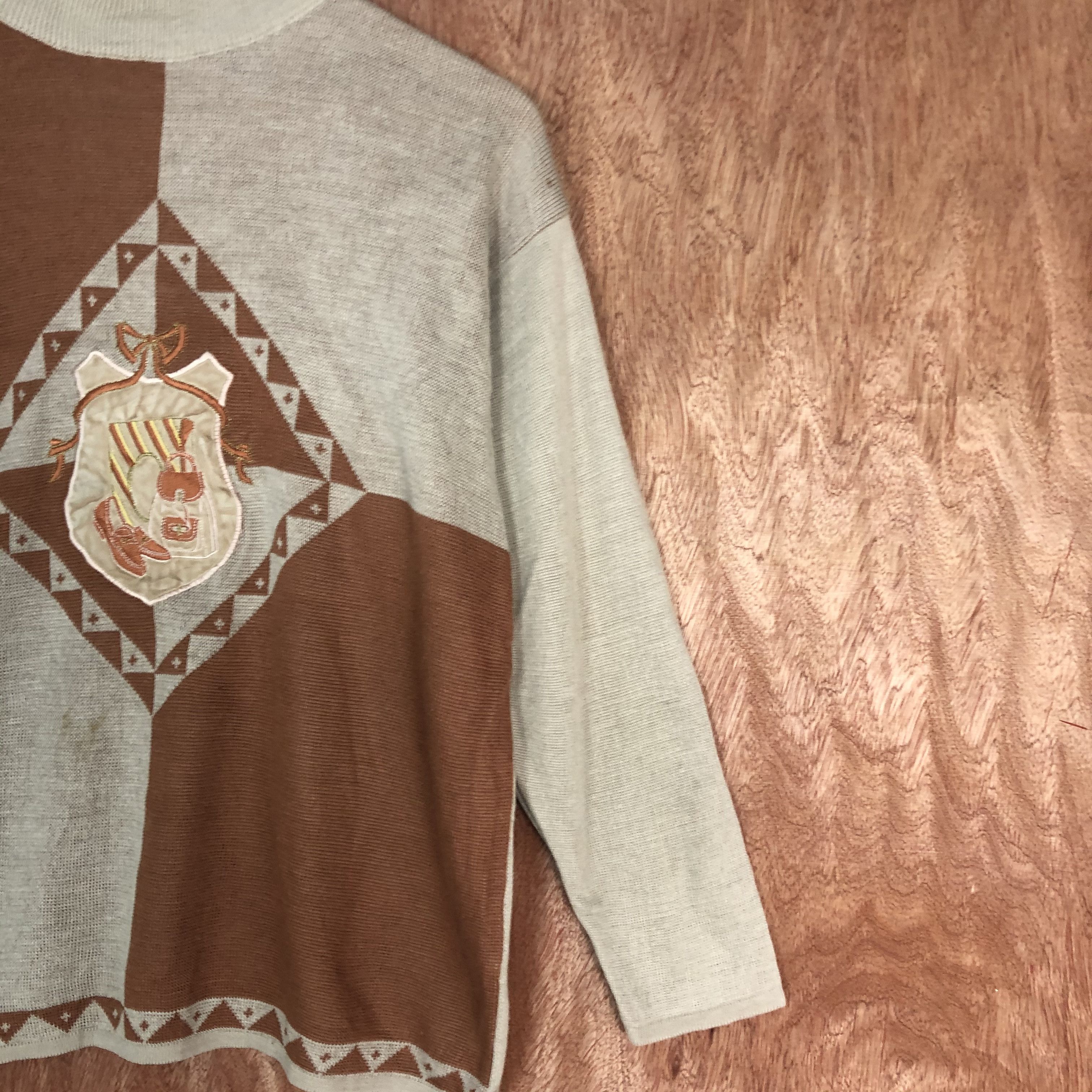 Japanese Brand DLL Vintage Monulinne Brown Knitwear art #c536 Size US M / EU 48-50 / 2 - 4 Thumbnail