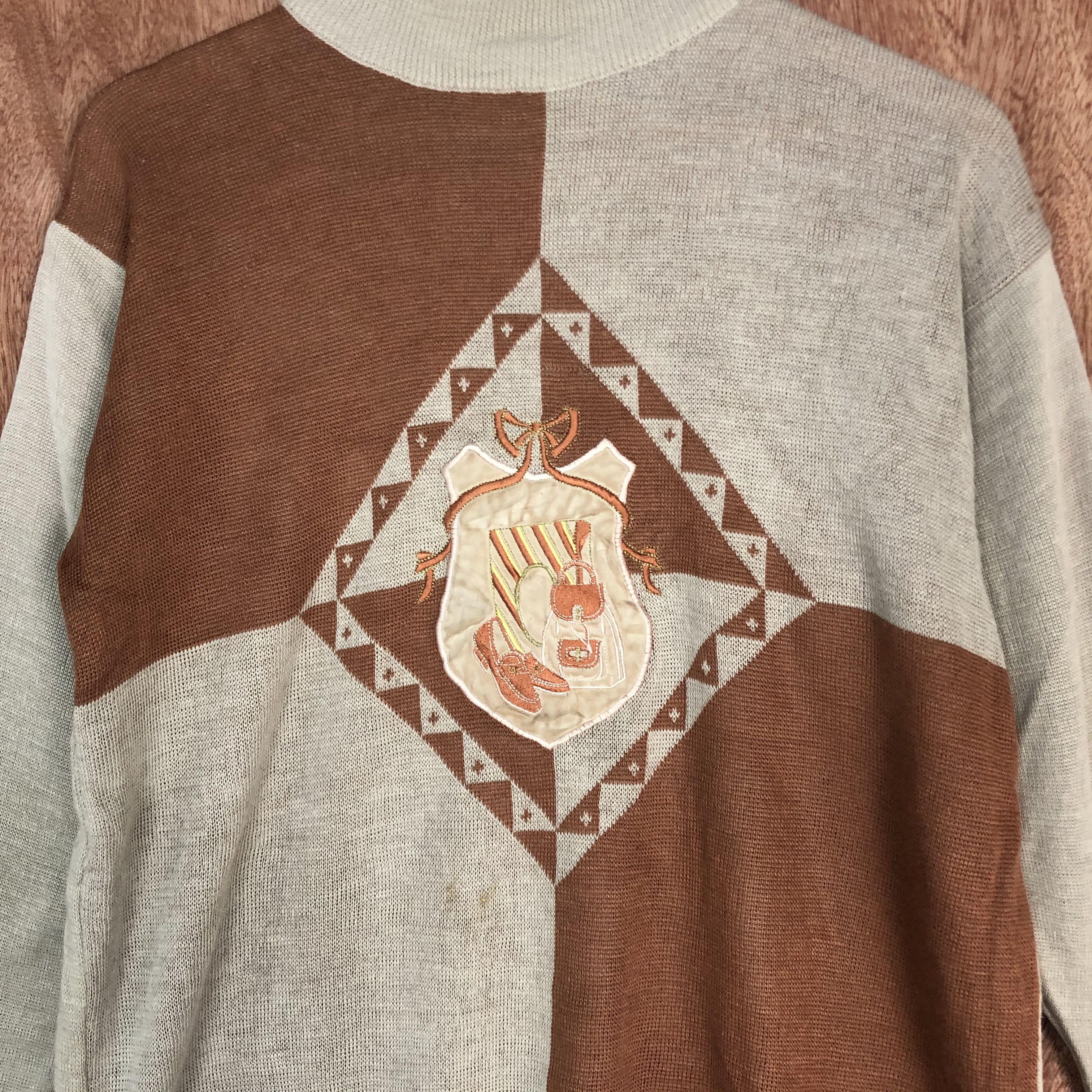 Japanese Brand DLL Vintage Monulinne Brown Knitwear art #c536 Size US M / EU 48-50 / 2 - 8 Thumbnail