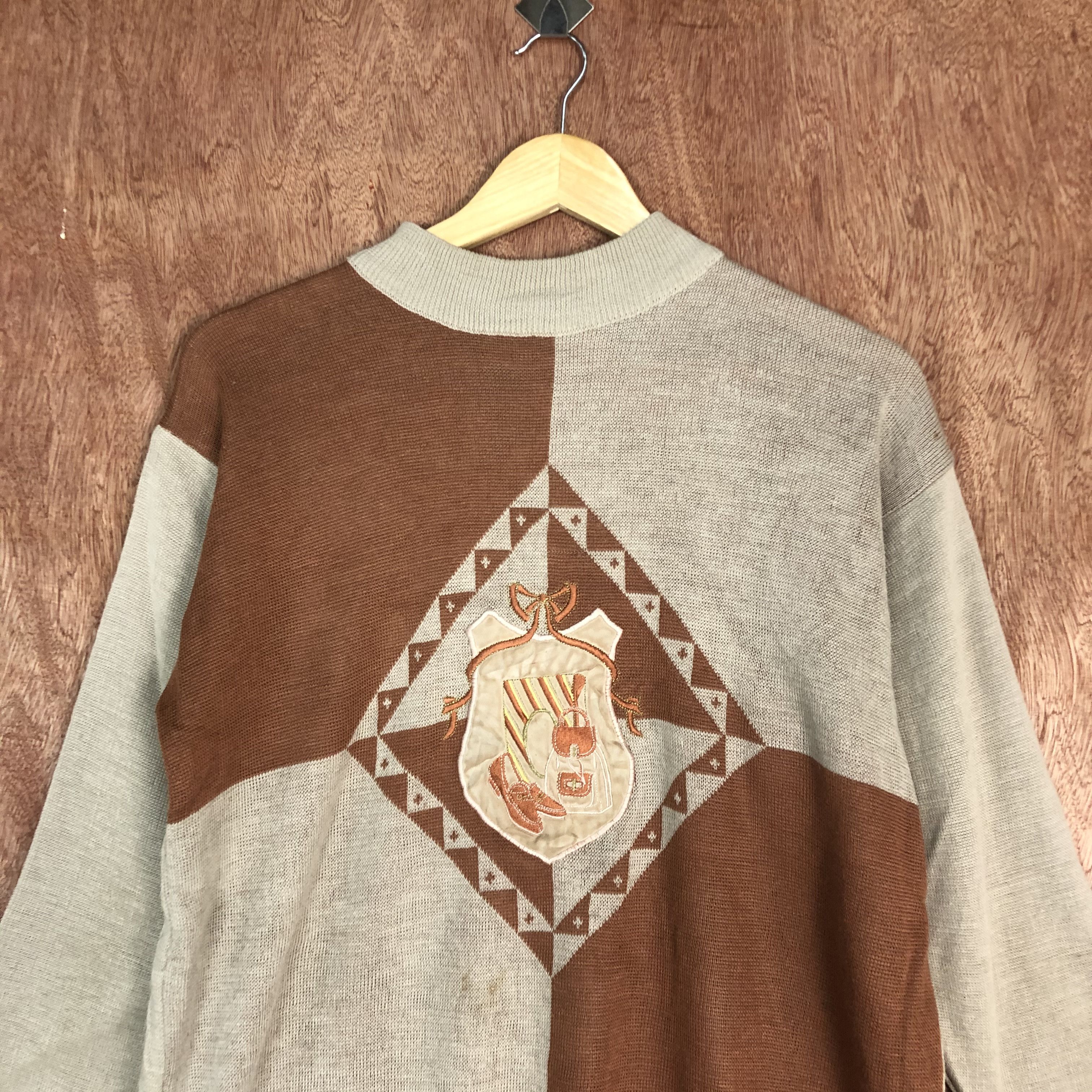 Japanese Brand DLL Vintage Monulinne Brown Knitwear art #c536 Size US M / EU 48-50 / 2 - 2 Thumbnail