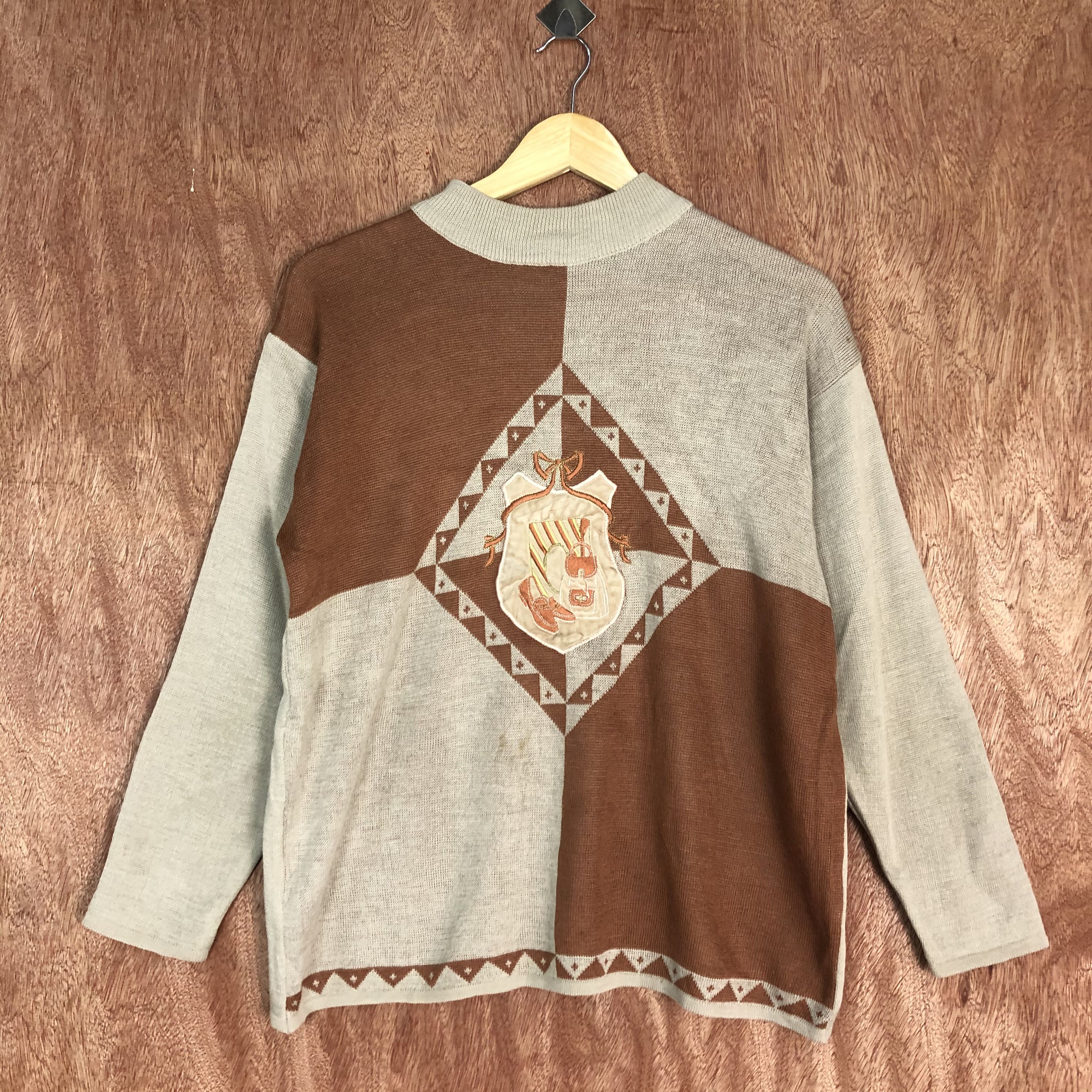 Japanese Brand DLL Vintage Monulinne Brown Knitwear art #c536 Size US M / EU 48-50 / 2 - 3 Thumbnail