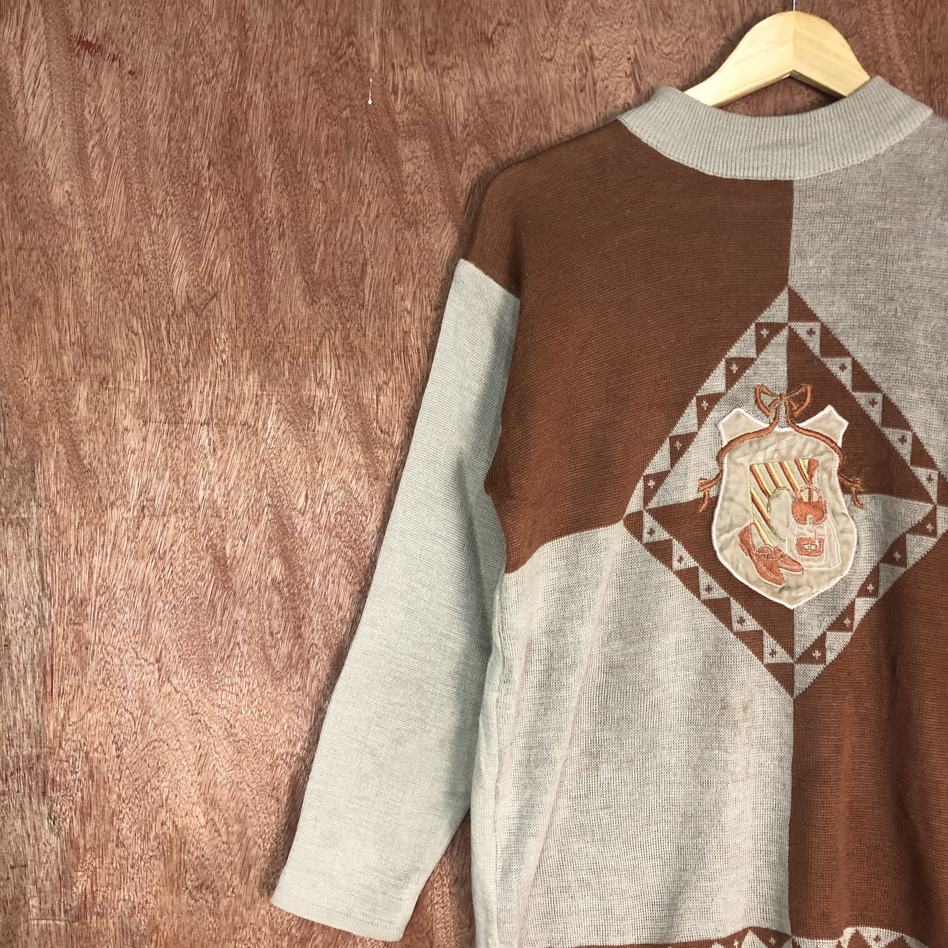 Japanese Brand DLL Vintage Monulinne Brown Knitwear art #c536 Size US M / EU 48-50 / 2 - 7 Thumbnail