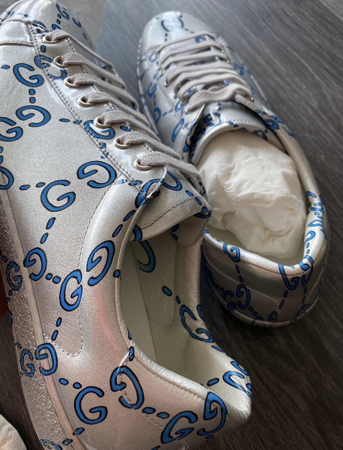 Gucci Limited Edition Brand New Runway ACE GG Logo Leather Sneaker Size US 7.5 / EU 40-41 - 12 Thumbnail